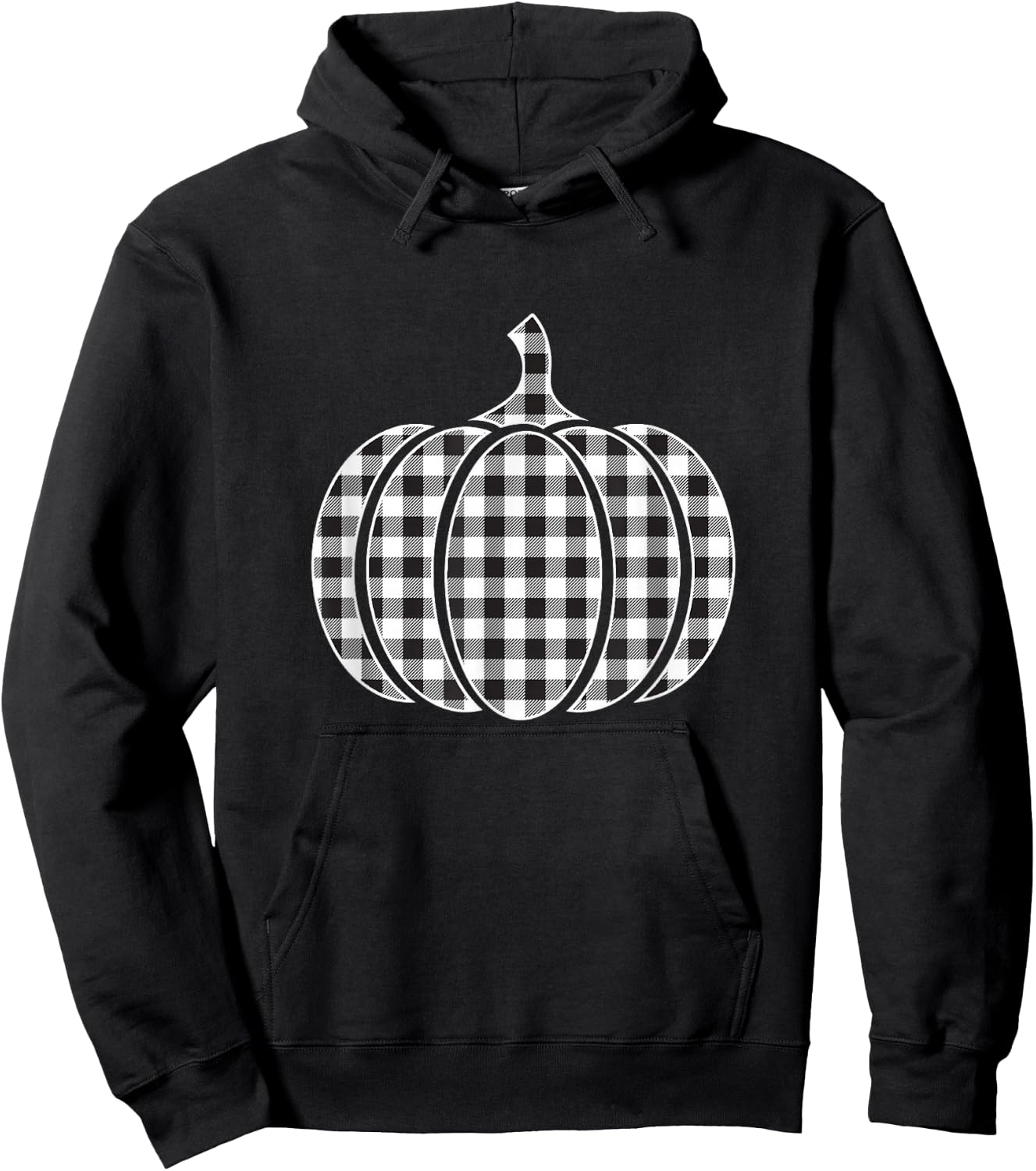 Halloween Black and White Buffalo Plaid Pumpkin Men Women Hoodie - Hoodie | Black