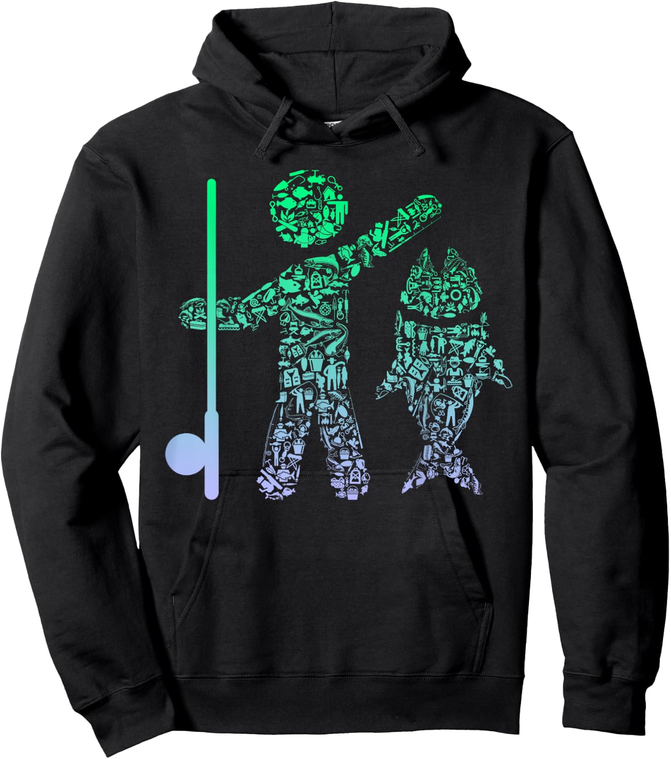 Fishing Icon for Fisherman | Boys Fishing Hoodie - Hoodie | Black