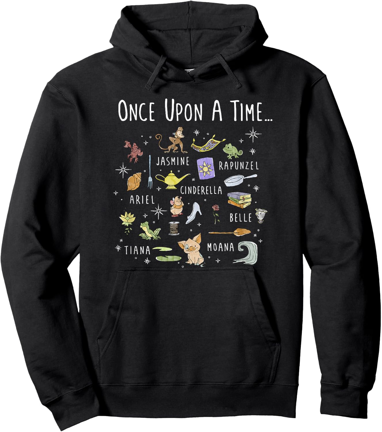 Disney Princess Once Upon A Time Collage Hoodie - Hoodie | Black