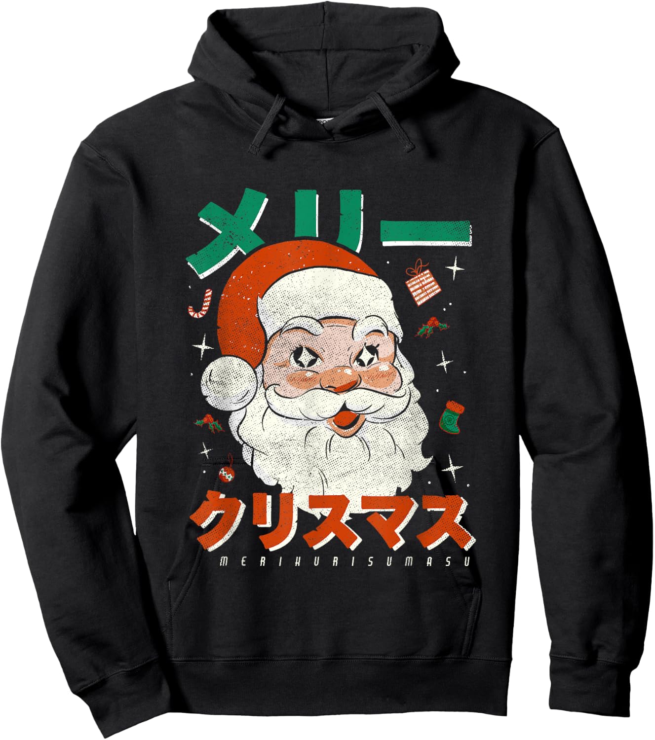 Japan Vintage Santa Merikurisumasu Xmas Japanese Christmas Hoodie - Hoodie | Black