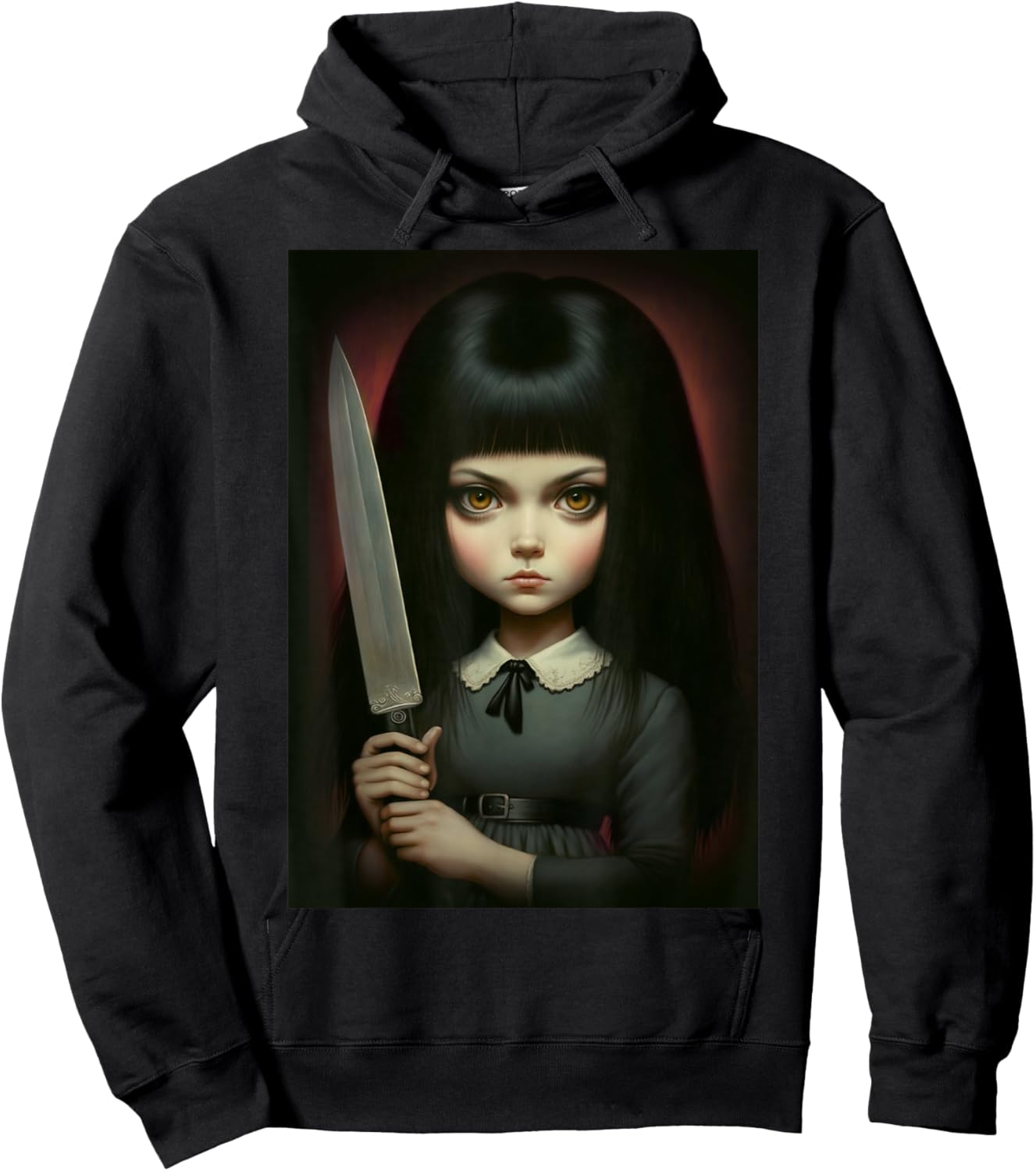 Last Gasp Graphics Sinister Girl Holding Knife Hoodie - Hoodie | Black