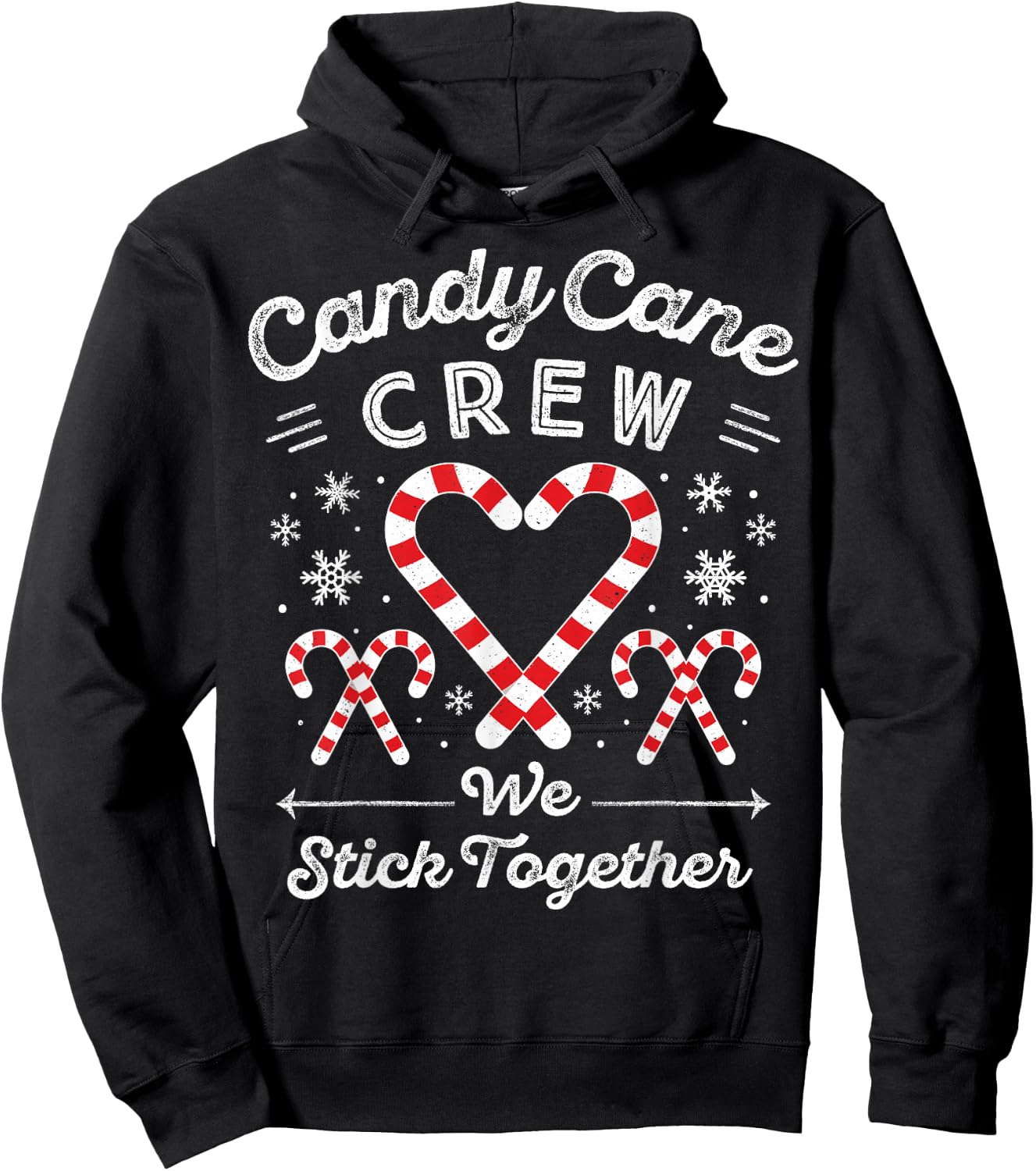 Christmas Candy Cane Heart Holiday Family Matching Pajama PJ Hoodie - Hoodie | Black
