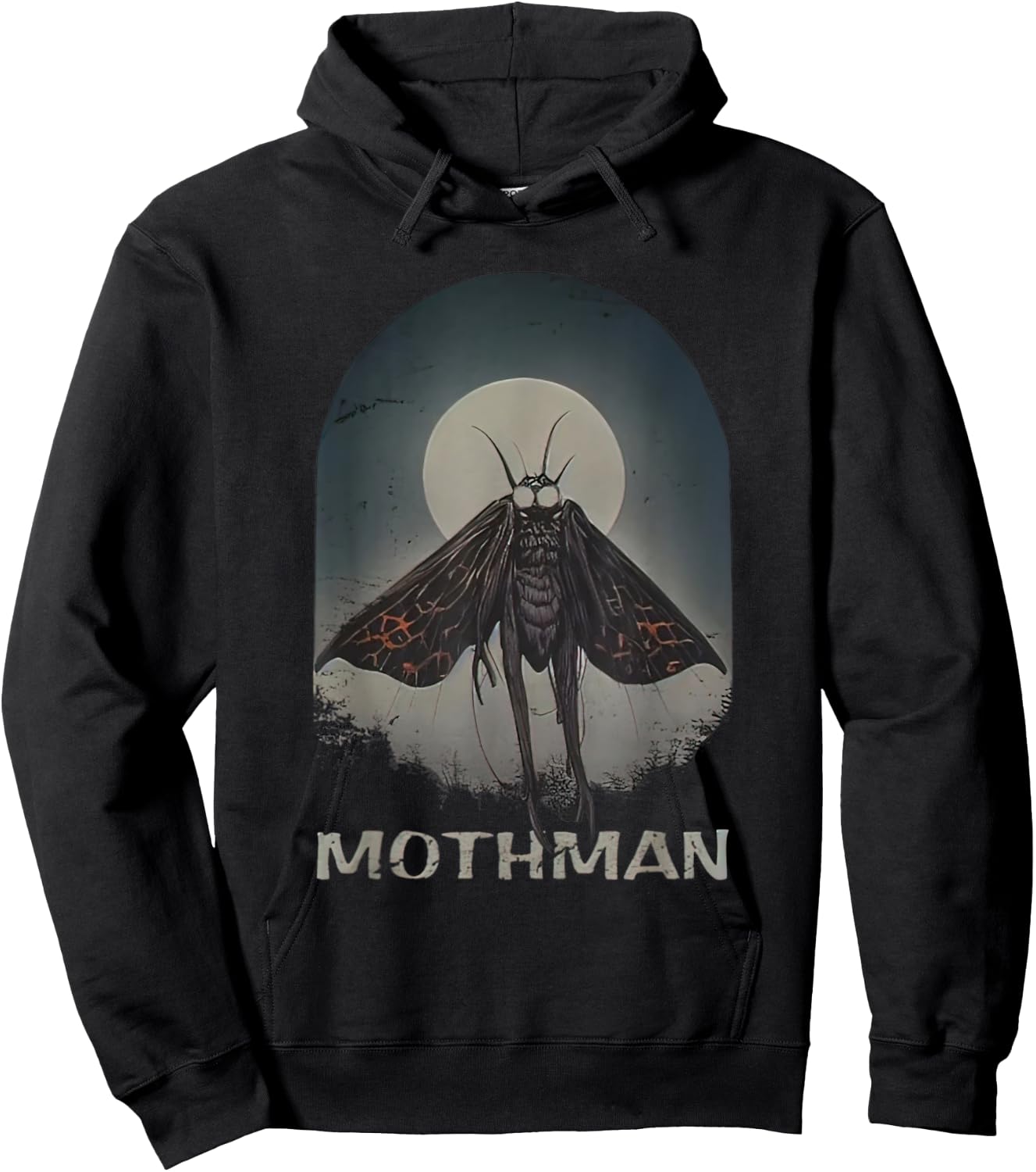 Mothman Cryptid Cryptozoology Moon Scary Hoodie - Hoodie | Black