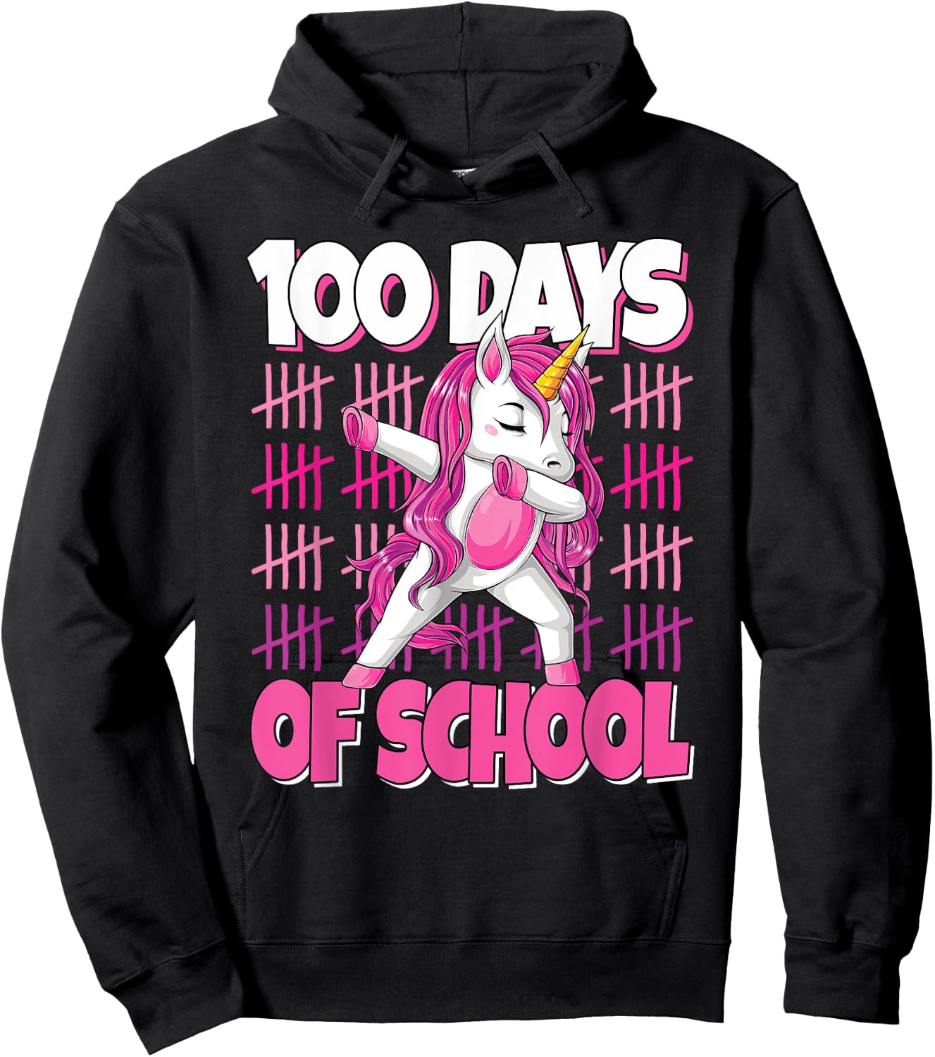 100 Days Of School Dabbing Unicorn 100th Day Of School Girls Hoodie - Hoodie | Black