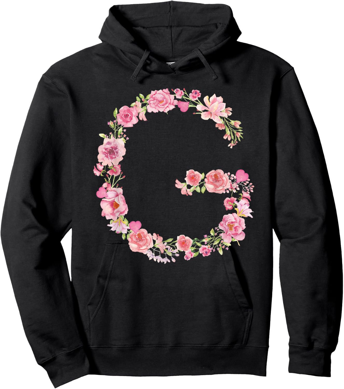 Cool Initial Alphabet Monogram Flowers Gifts Floral Letter G Hoodie - Hoodie | Black