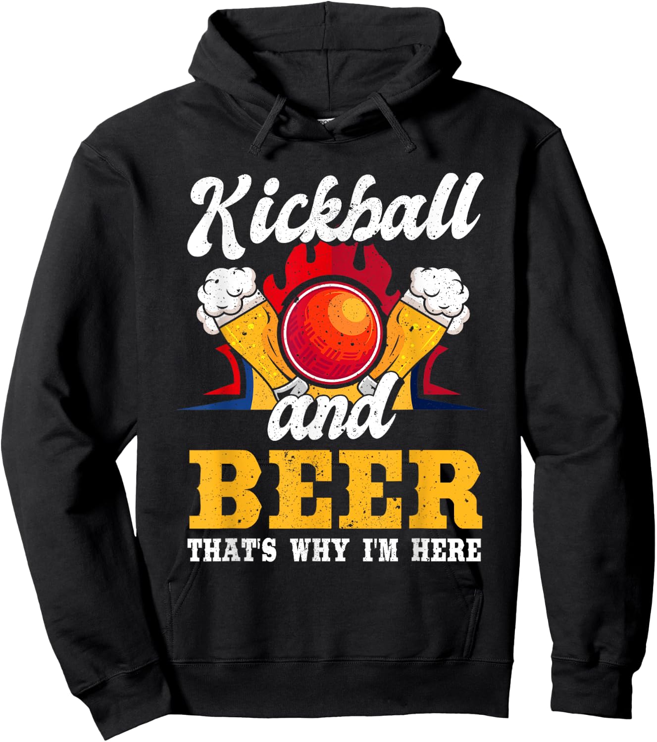 Funny kickball and beer thats why i am here Hoodie - Hoodie | Black