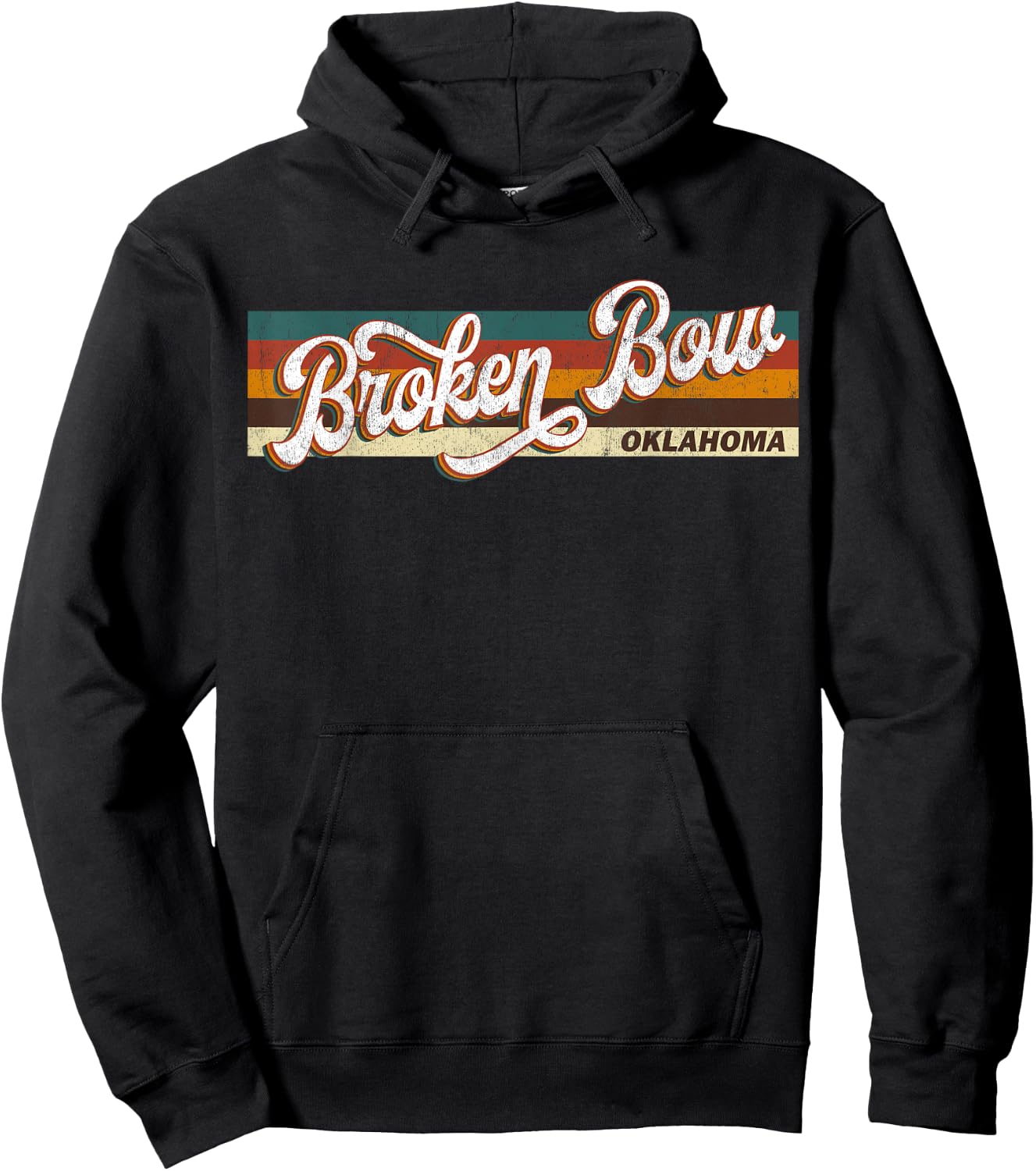 Retro Vintage 80s 70s Broken Bow Retro Oklahoma Hoodie - Hoodie | Black