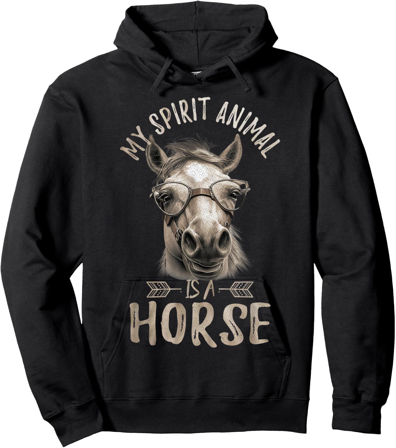Vintage My Spirit Animal Is A Horse, Horseback Riding Hoodie - Hoodie | Black
