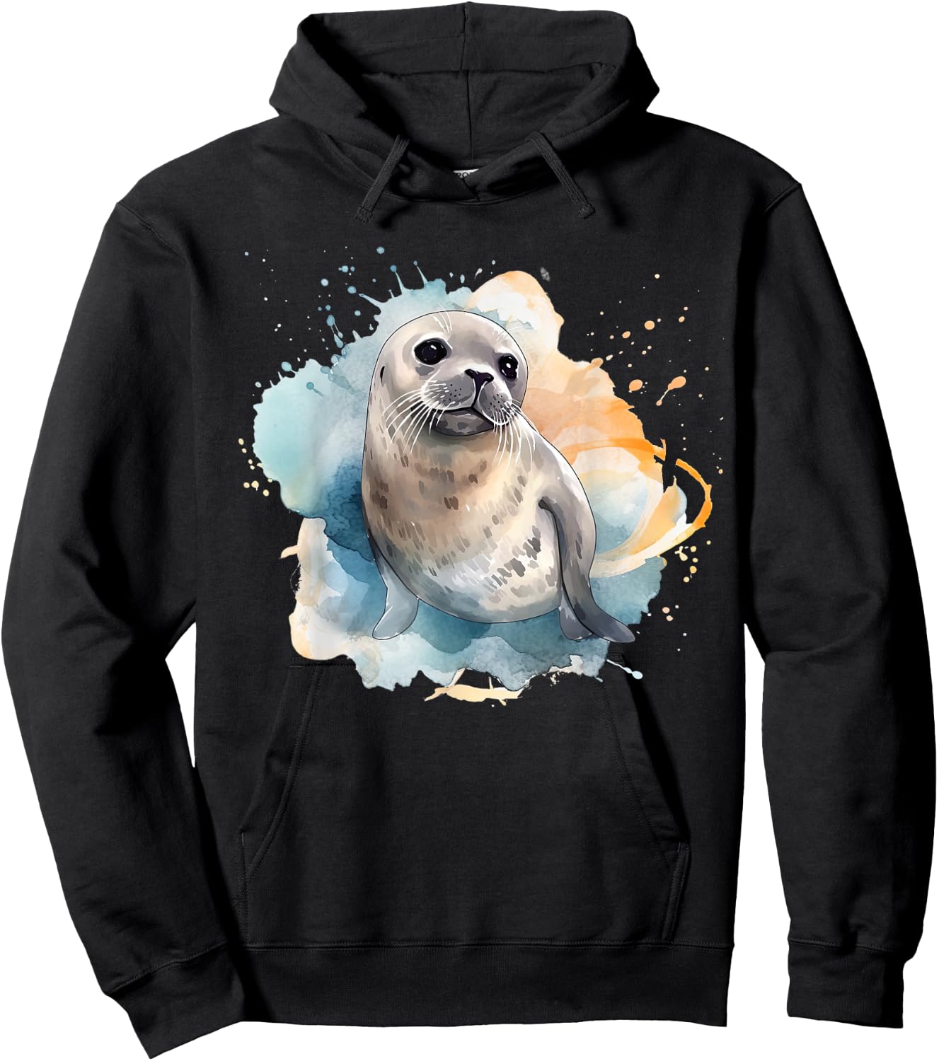 Seal Watercolor Sea Lion Hoodie - Hoodie | Black