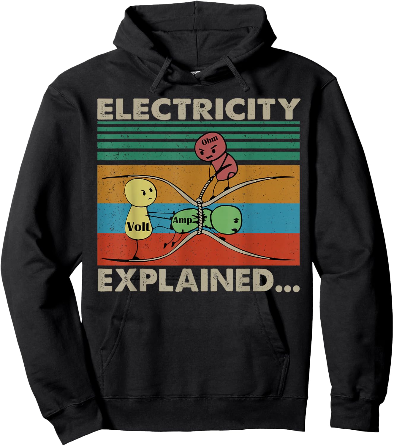 Electric Funny Ohm Volt Amp Electrical Retro Vintage Hoodie - Hoodie | Black