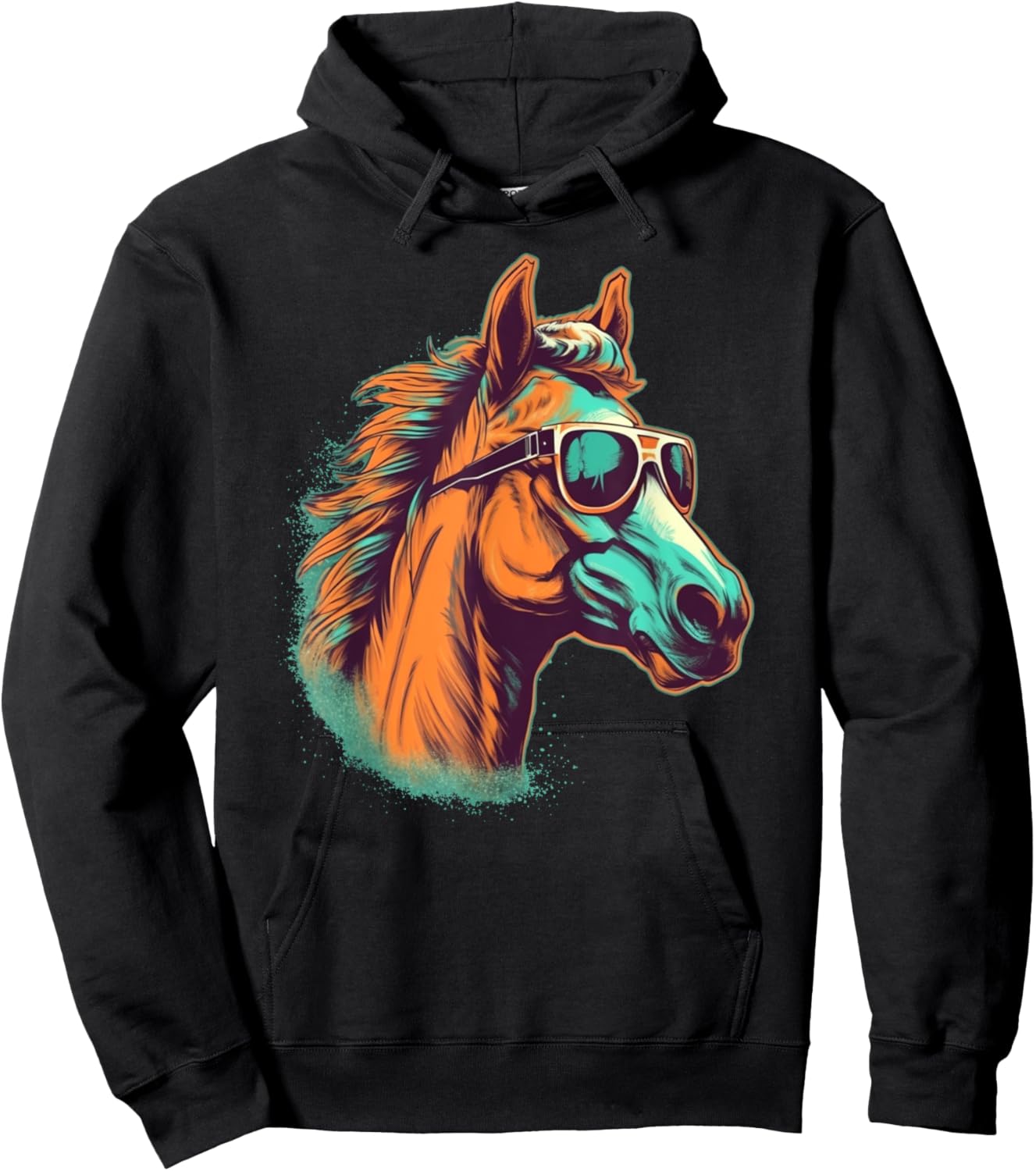 Funny looking Horse Face with Sunglasses Hoodie - Hoodie | Black