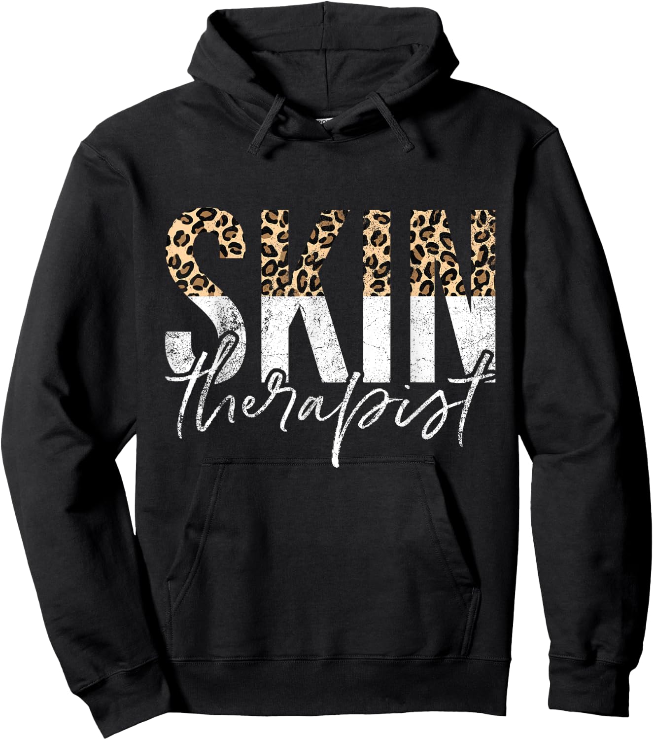 Vintage Skin Therapist Skincare Leopard Skin Esthetician Hoodie - Hoodie | Black