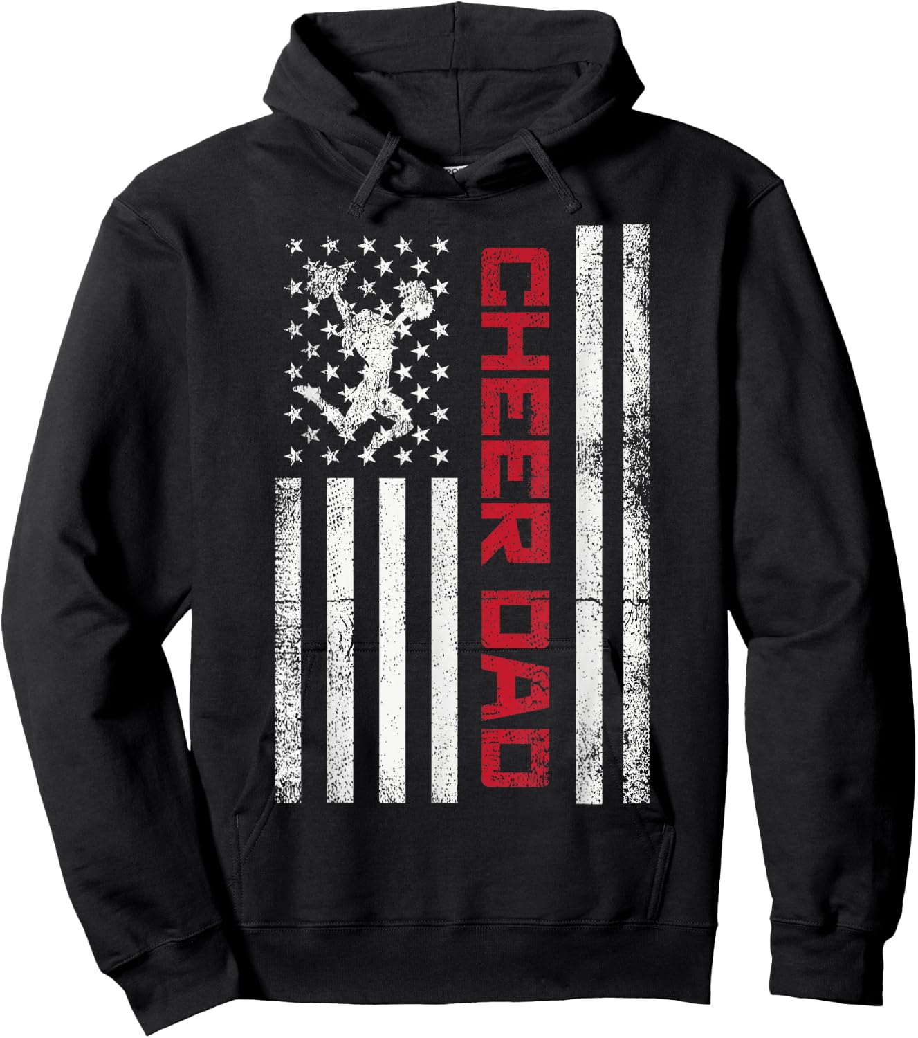 Funny Cheer Dad American US Flag Cheerleader Dad Father Team Hoodie - Hoodie | Black