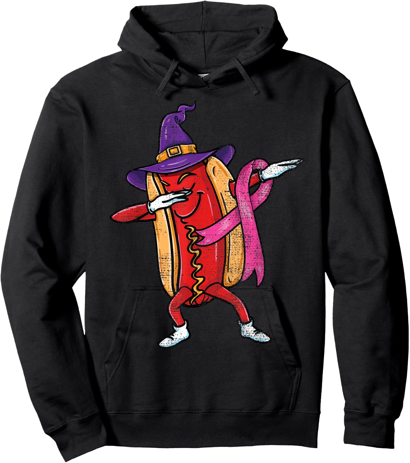 Dabbing Hot Dog Halloween Breast Cancer Awareness Hoodie - Hoodie | Black