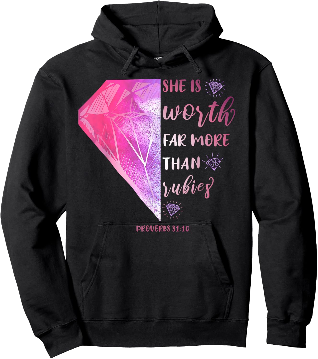 She Is Worth Far More Than Rubies Proverbs 31:10 Christian Hoodie - Hoodie | Black