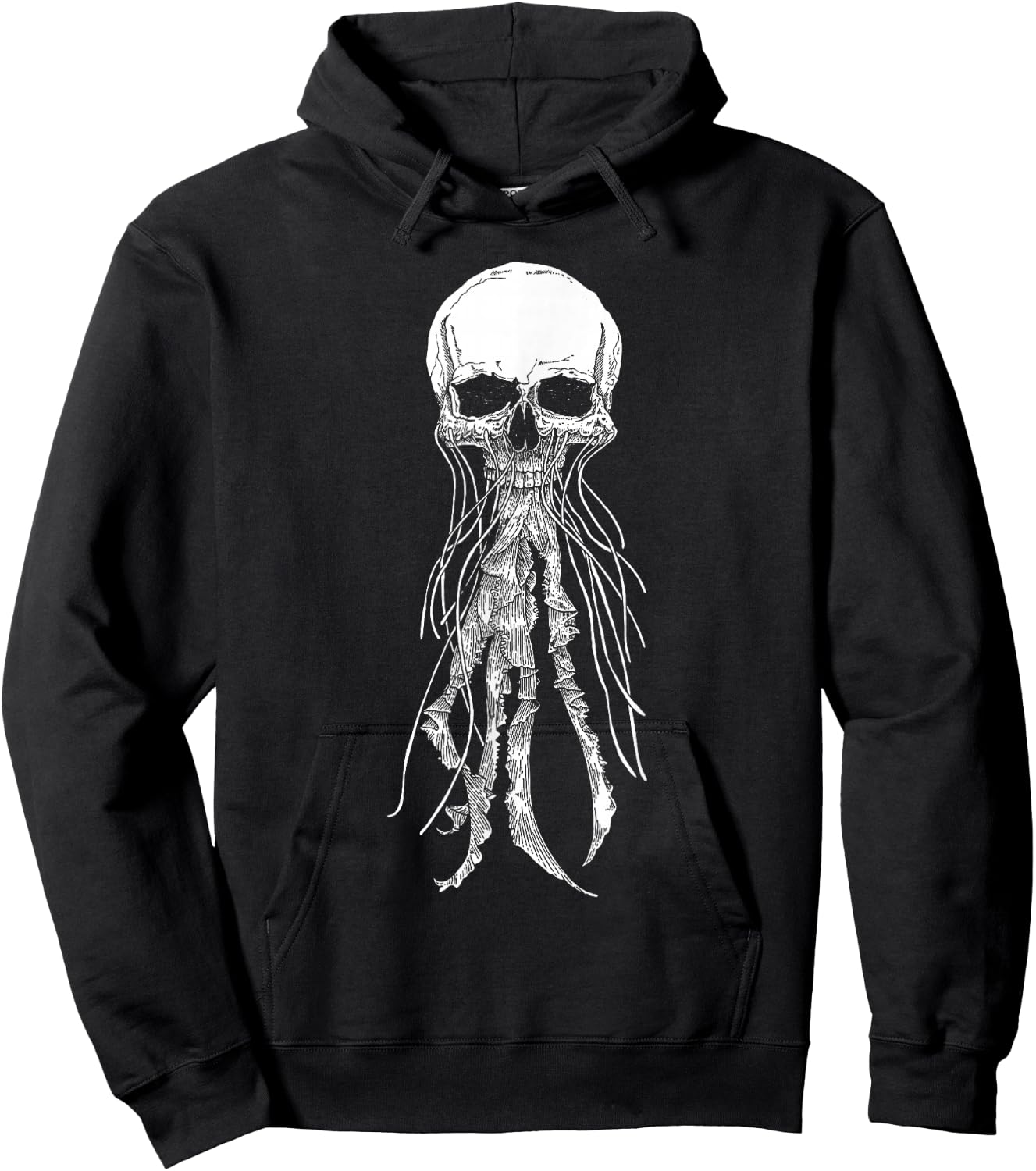 Skeleton Skull Scary jellyfish Halloween Rock n Roll Hoodie - Hoodie | Black