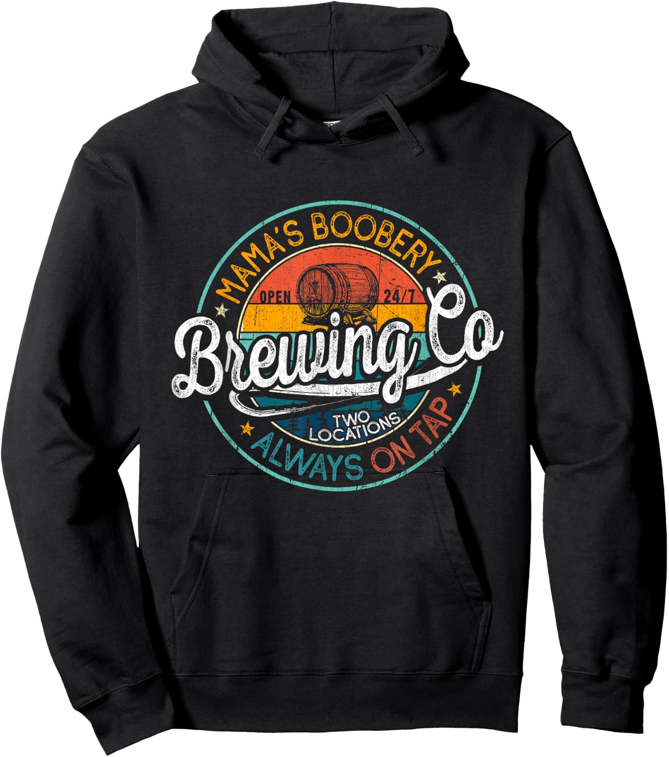 Mama Boobery Breastfeeding Brewery Retro New Mom Brewing Co Hoodie - Hoodie | Black
