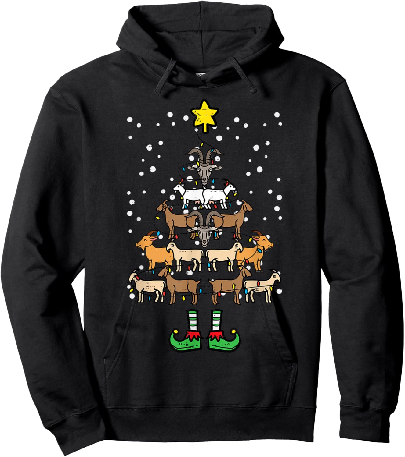 Goat Christmas Tree Xmas Farm Animal Farmer Men Women Kids Hoodie - Hoodie | Black