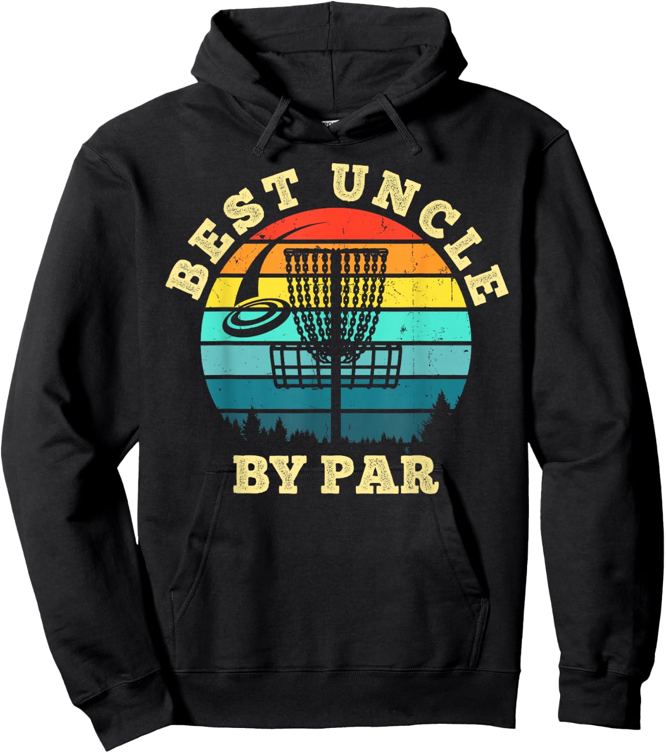 Best Uncle By Par Funny Disc Golf Frisbee Golfer Hoodie - Hoodie | Black