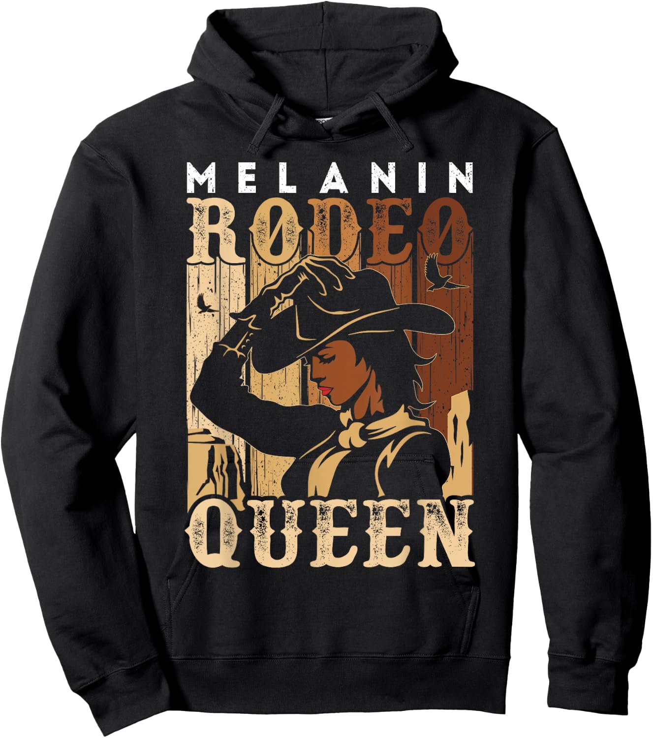 Melanin Rodeo Queen Country Woman African American Cowgirl Hoodie - Hoodie | Black