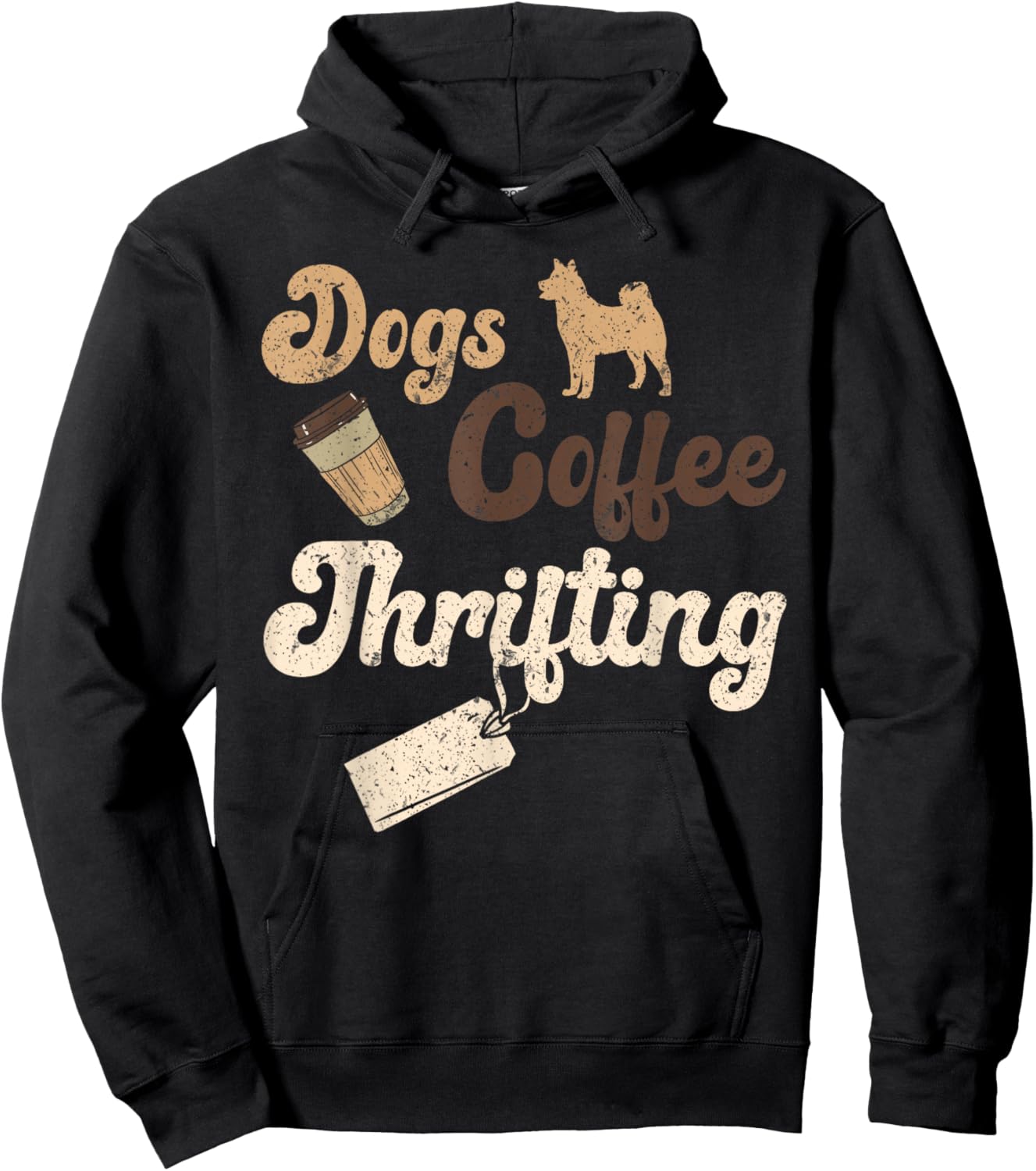 Dogs Coffee Thrifting Yard Sale Thrift Store Hoodie - Hoodie | Black