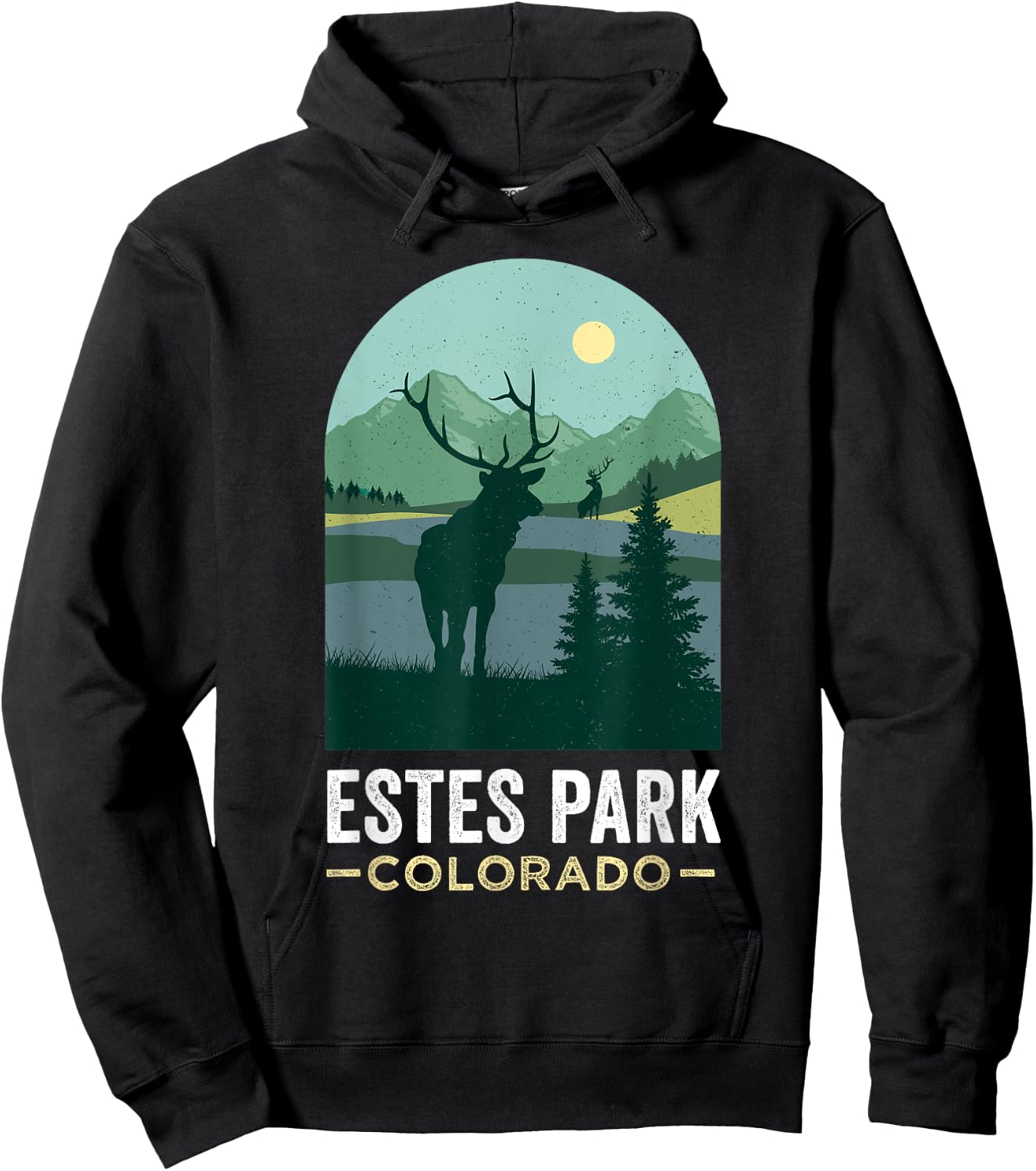 Estes Park Elks Retro Vintage Estes Park Colorado Hoodie - Hoodie | Black