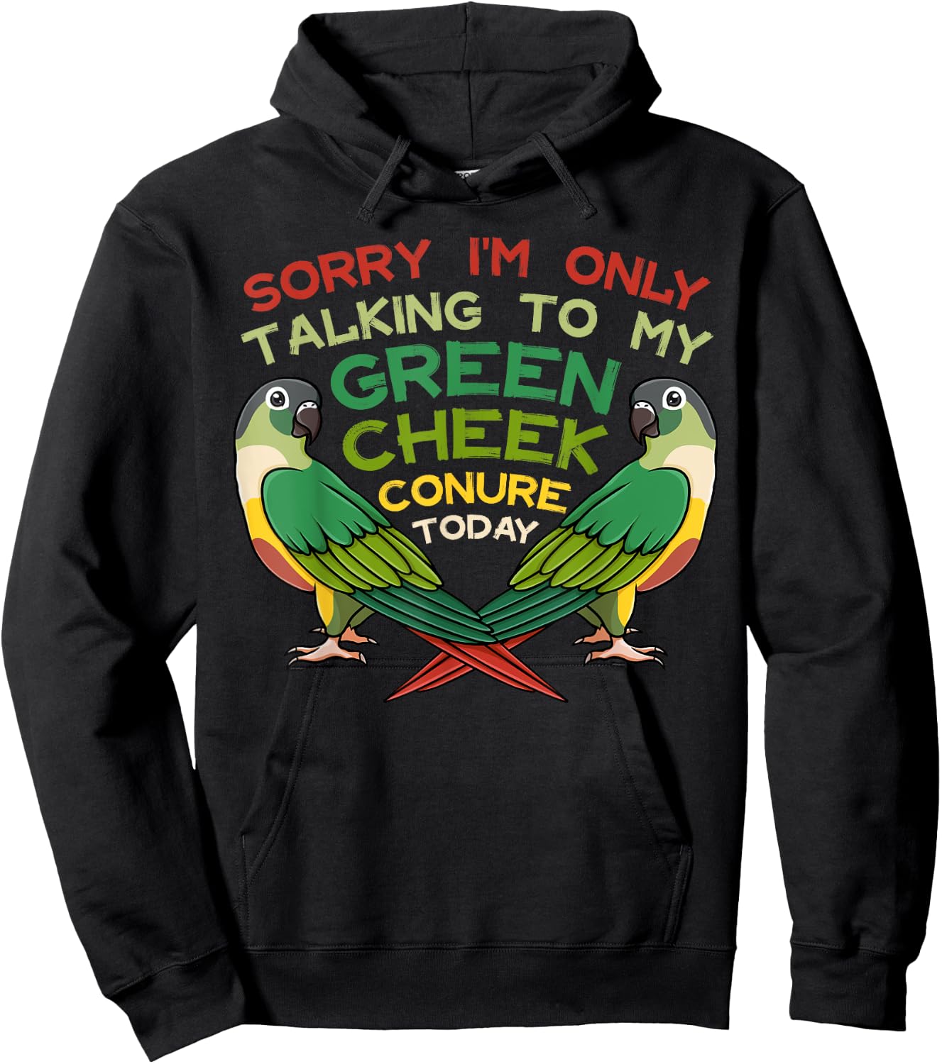 Green Cheek Conure Funny Animals Cute Birds Hoodie - Hoodie | Black