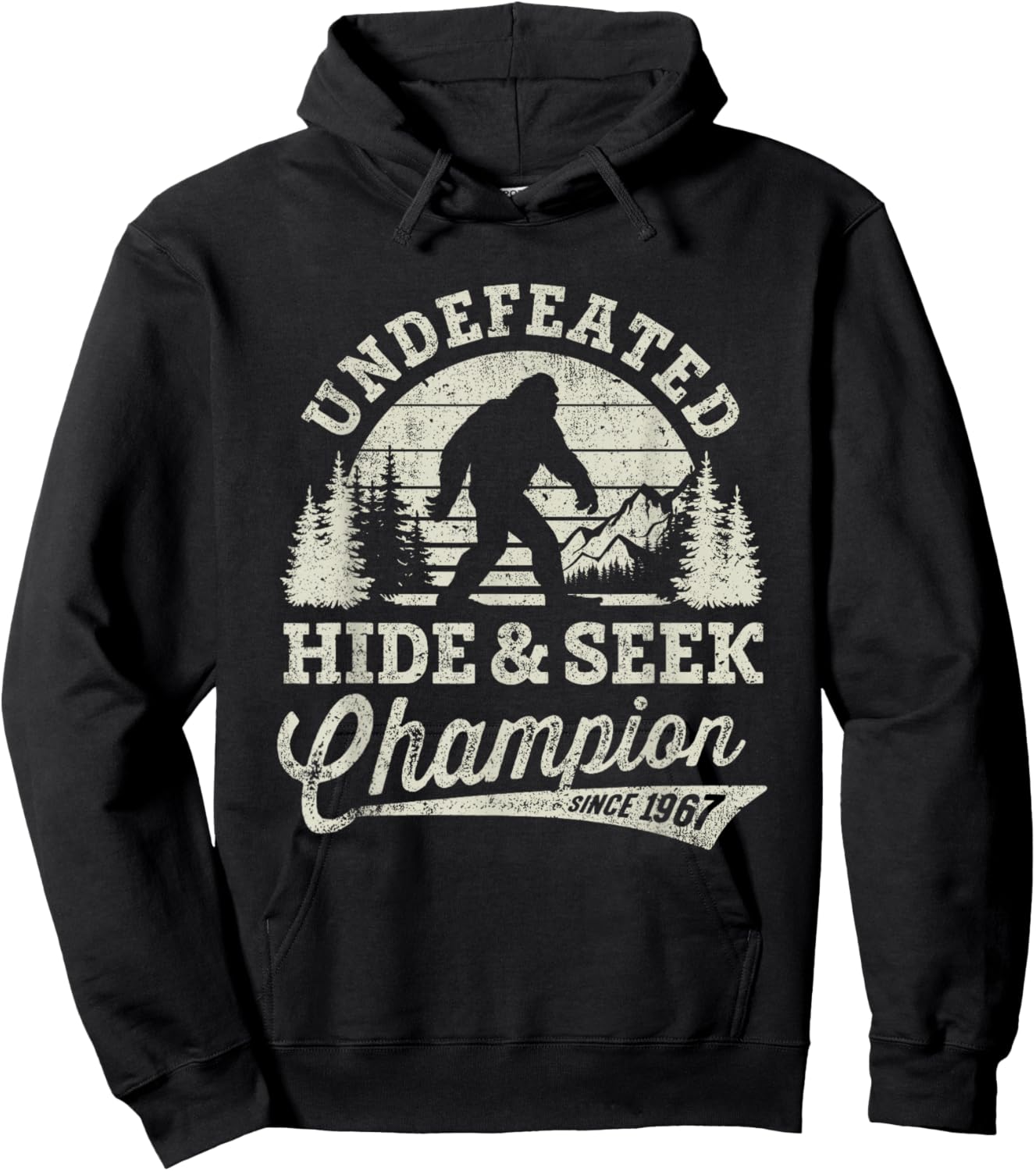 Bigfoot Undefeated Hide and Seek Champion Vintage Hoodie - Hoodie | Black