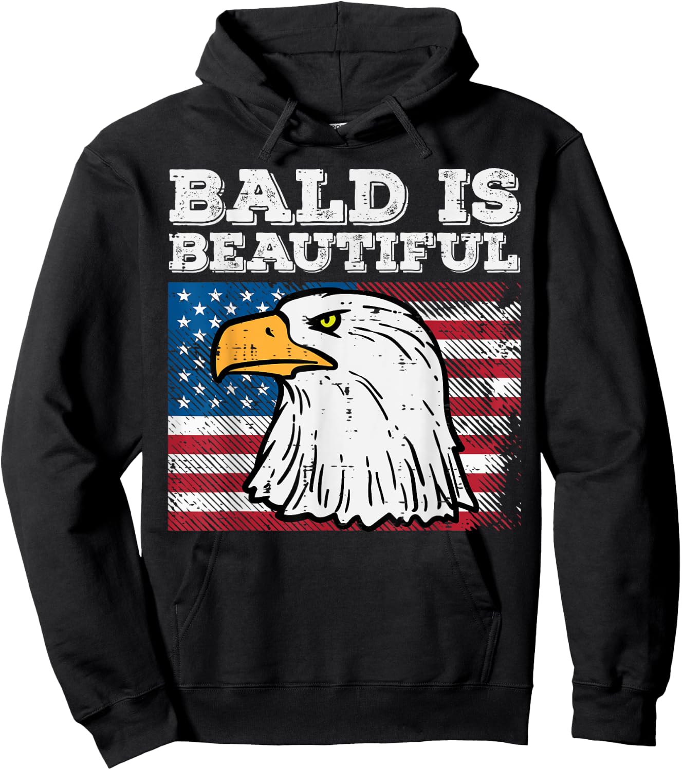 4th Of July Bald Is Beautiful Eagle Patriotic Men Women Kids Hoodie - Hoodie | Black