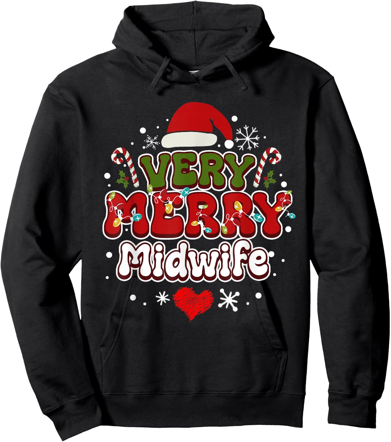 Groovy Christmas Shirt Very Merry Christmas Midwife Hoodie - Hoodie | Black
