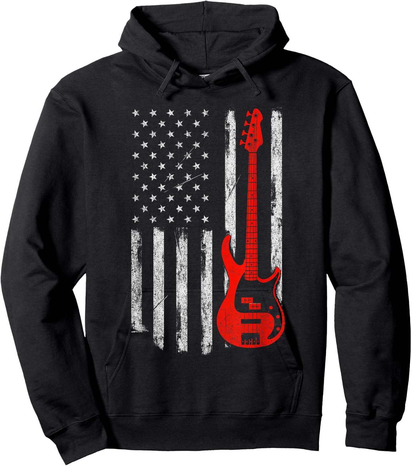Bassist - USA American Flag Bass Guitar Player Musician Hoodie - Hoodie | Black