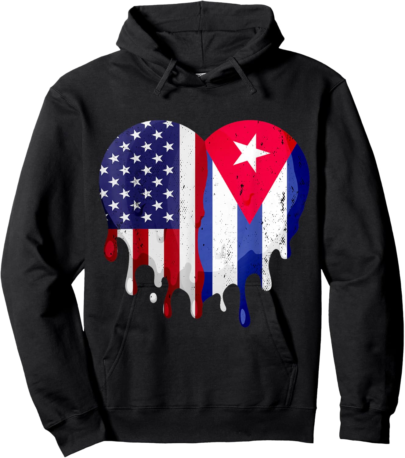 American Cuban Hispanic Heritage Month Cuba Flag Heart Hoodie - Hoodie | Black