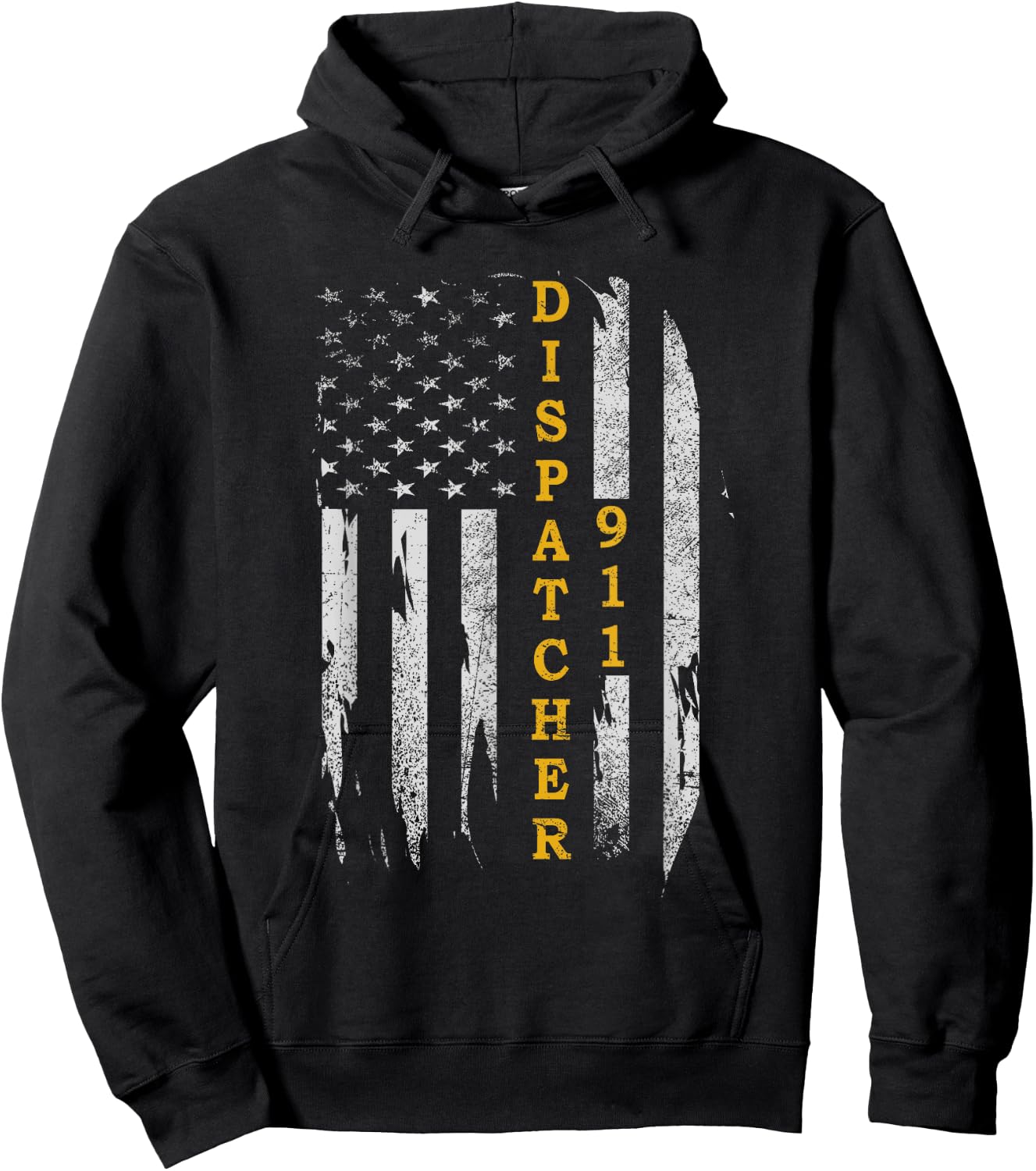 Thin Gold Line Flag American USA Patriotic 911 Dispatcher Hoodie - Hoodie | Black