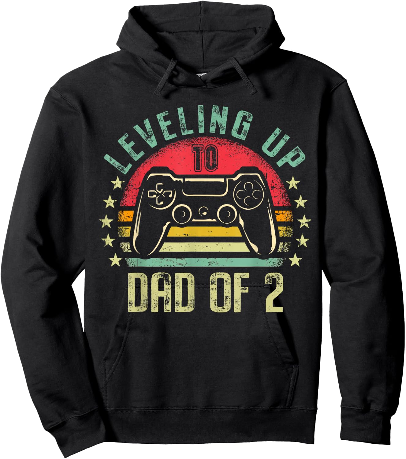 Leveling Up To Dad of 2 Daddy Again Leveled Up Video Gamer Hoodie - Hoodie | Black