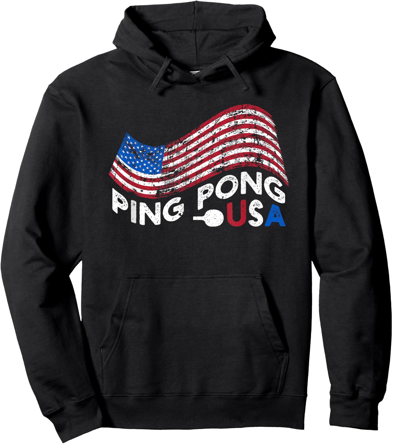 Ping Pong USA Table Tennis American Flag Patriotic Sports Hoodie - Hoodie | Black
