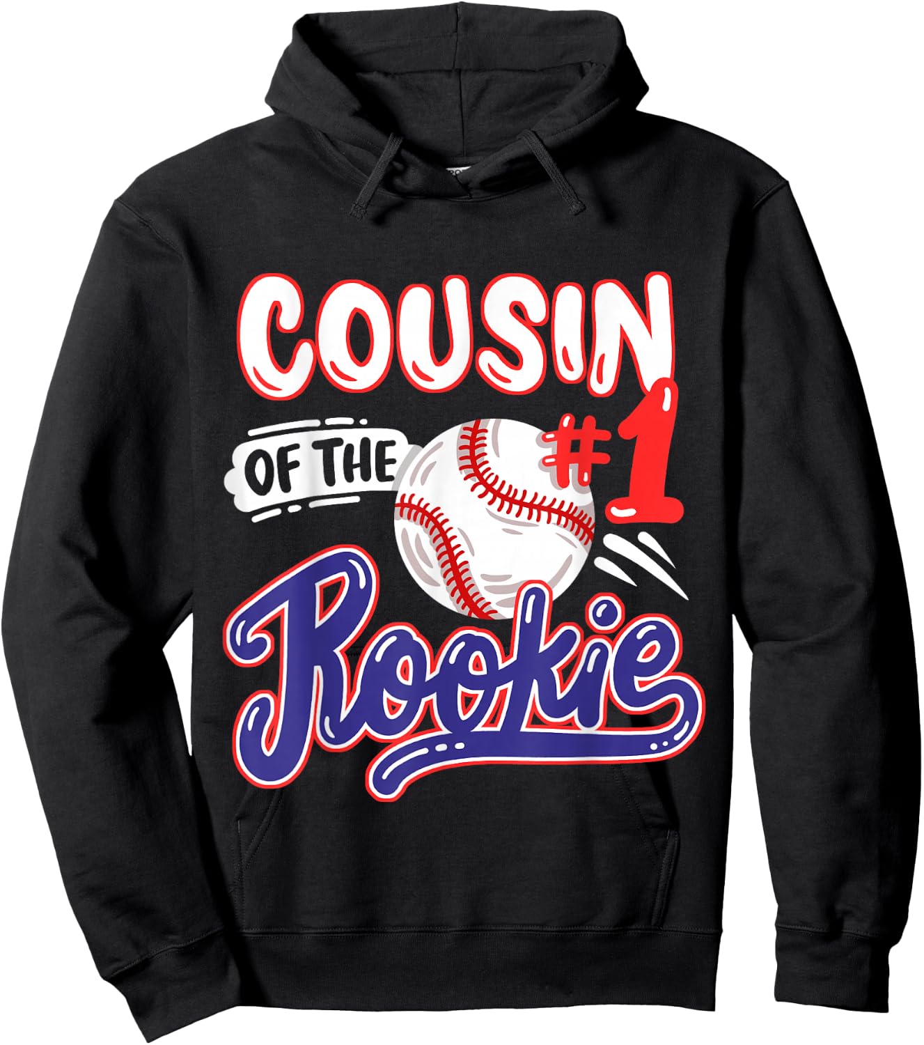 Cousin of Rookie 1st Baseball Birthday Party Theme Matching Hoodie - Hoodie | Black
