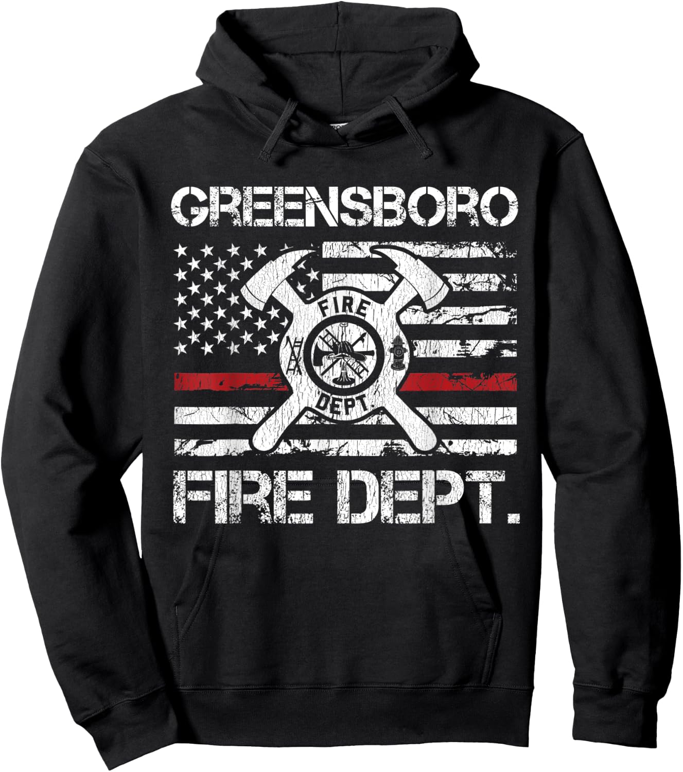 Greensboro North Carolina Fire Department Thin Red Line Hoodie - Hoodie | Black