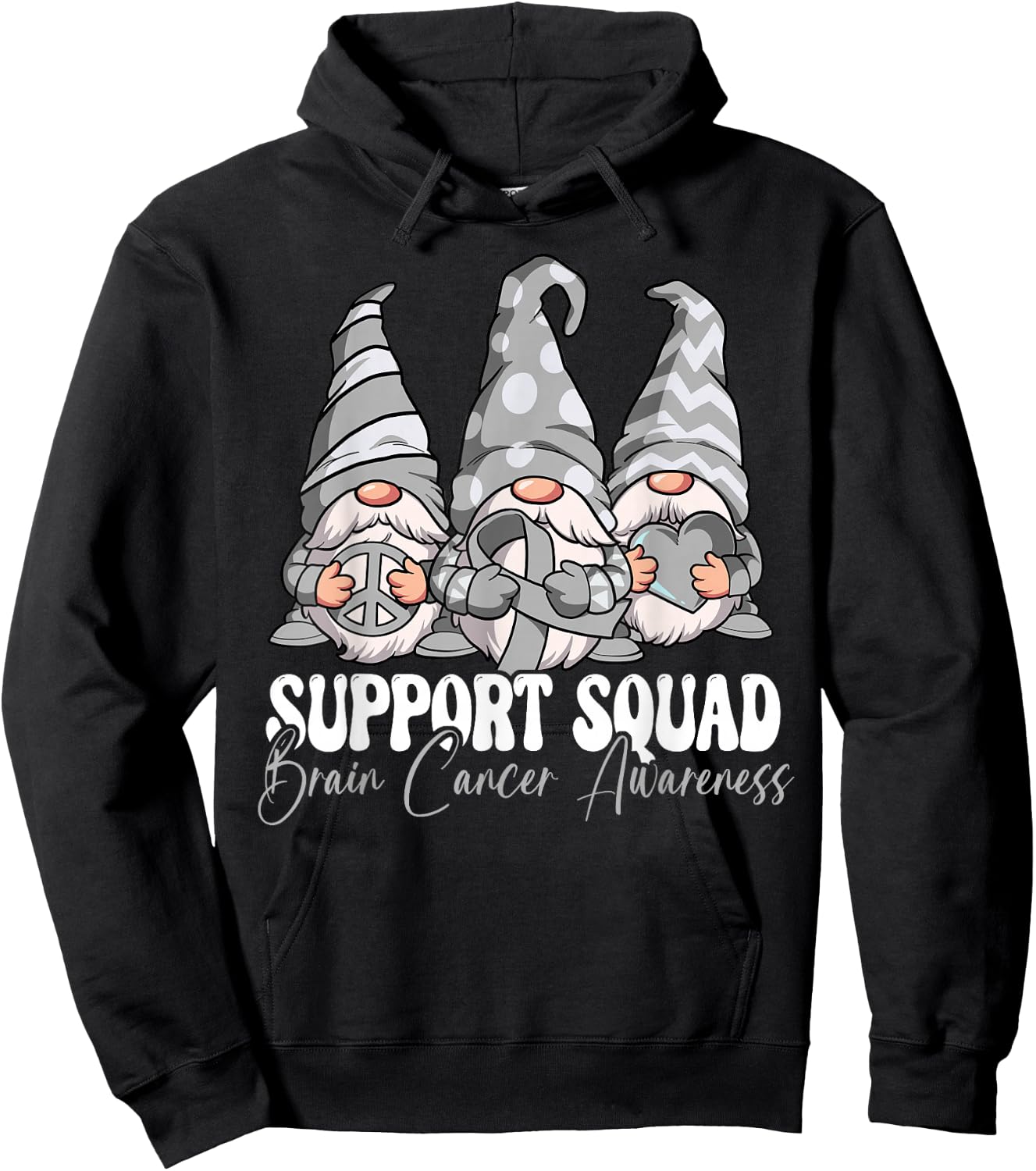 Support Squad Brain Cancer Awareness Hoodie - Hoodie | Black