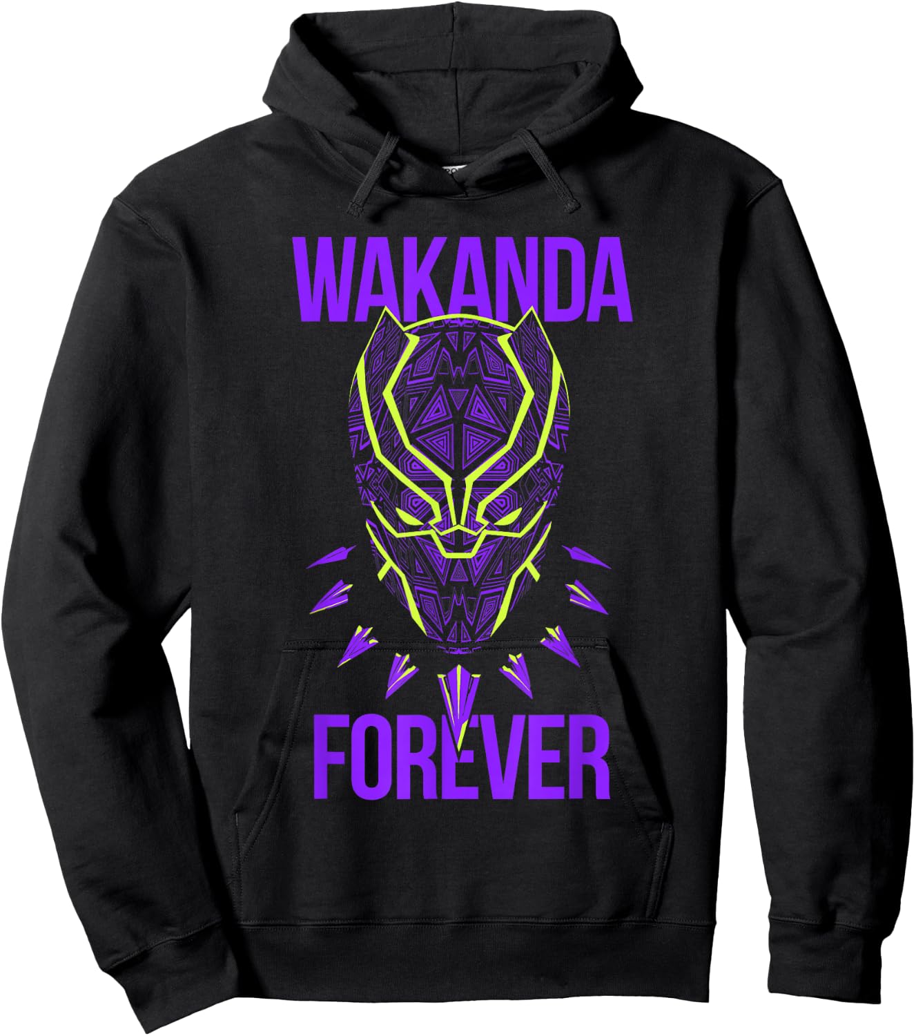 Marvel Comics Retro Classic Wakanda Forever Neon Panther Hoodie - Hoodie | Black
