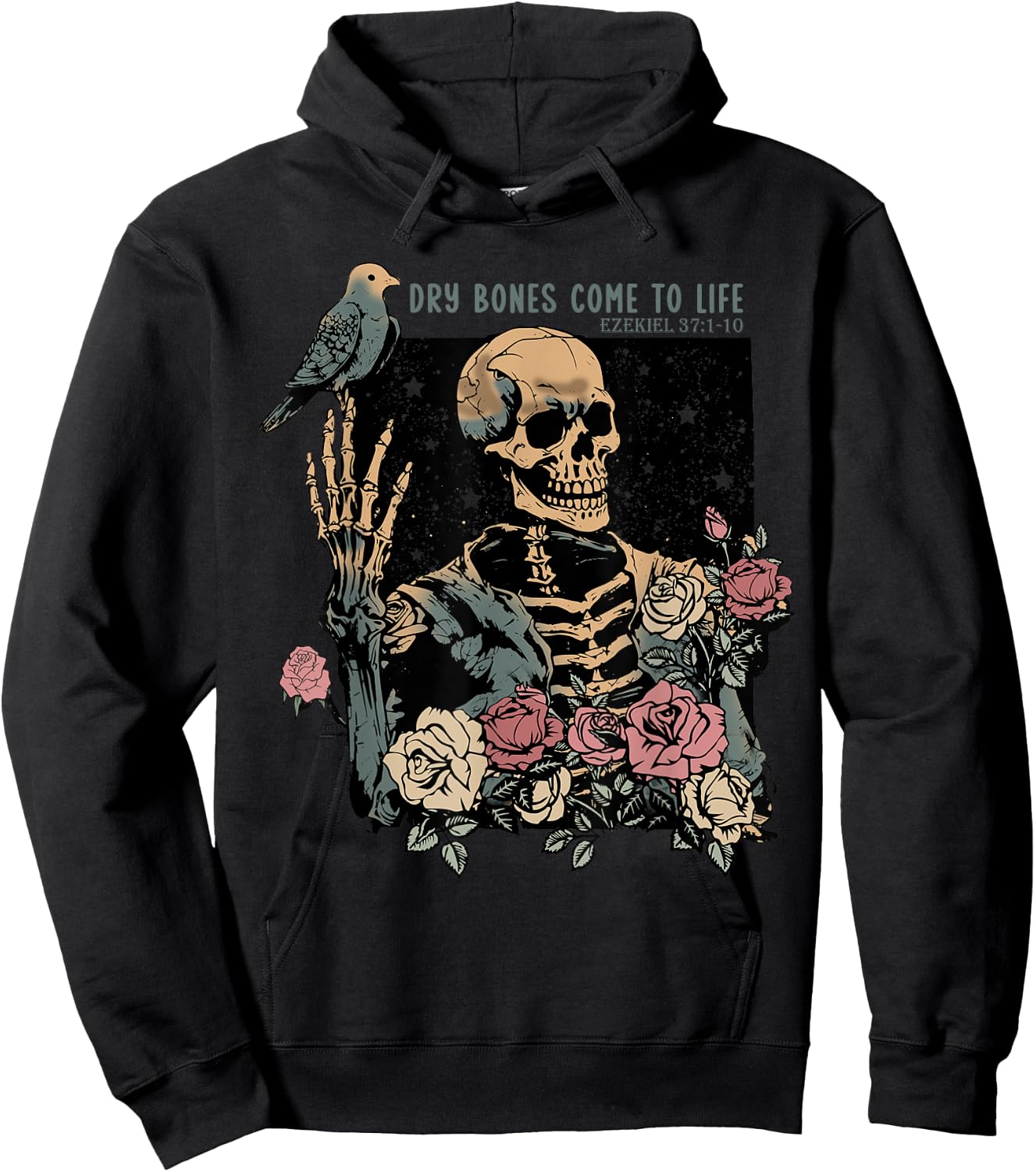 Dry Bones Come To Life, Christian Skeleton, Ezekiel 37:1-10 Hoodie - Hoodie | Black