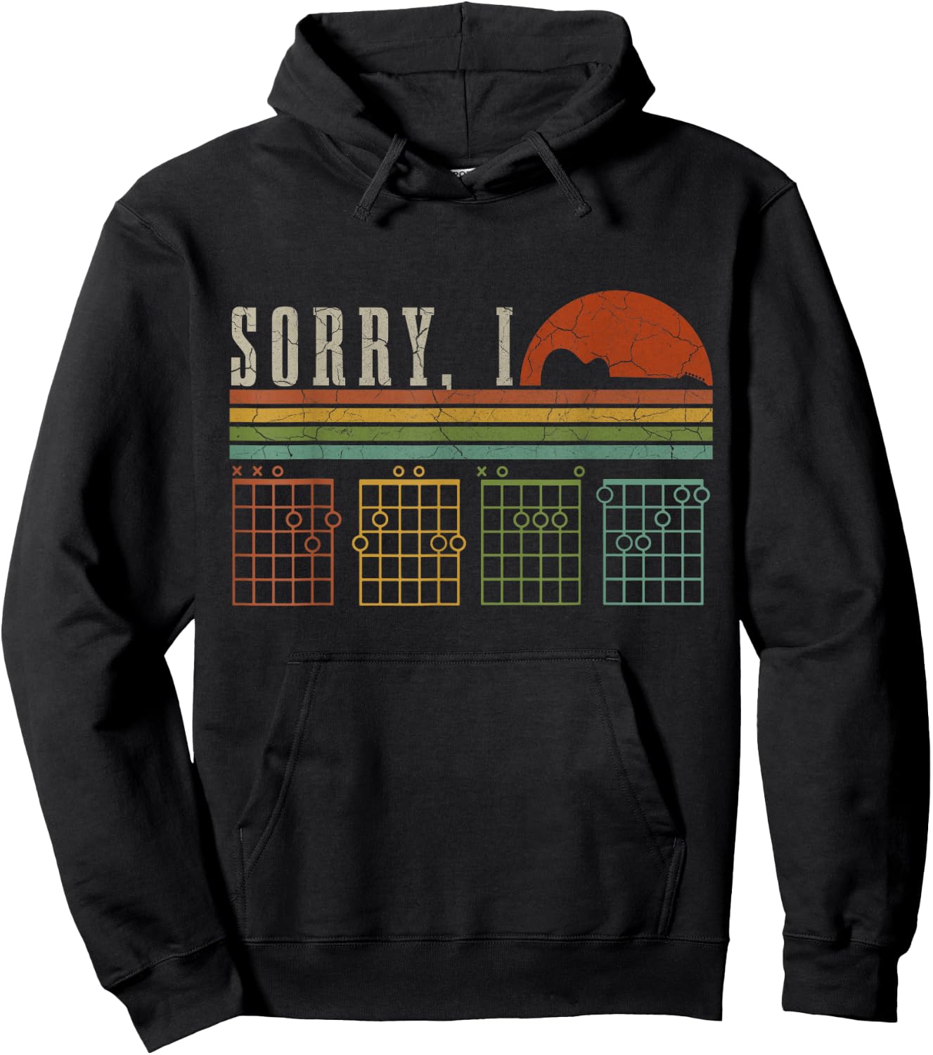 Sorry I-DGAF Funny Hidden Message Guitar Chords Players Hoodie - Hoodie | Black