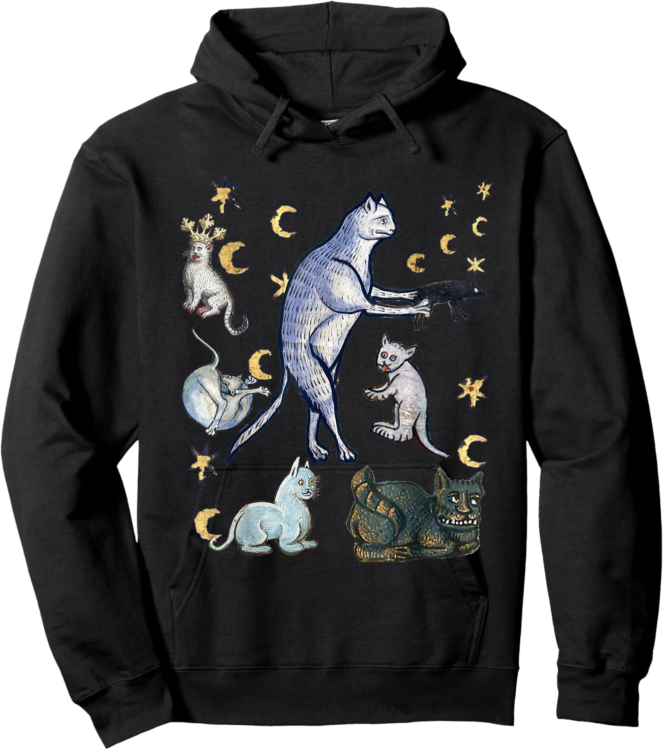 Ugly Medieval Cats Hoodie - Hoodie | Black