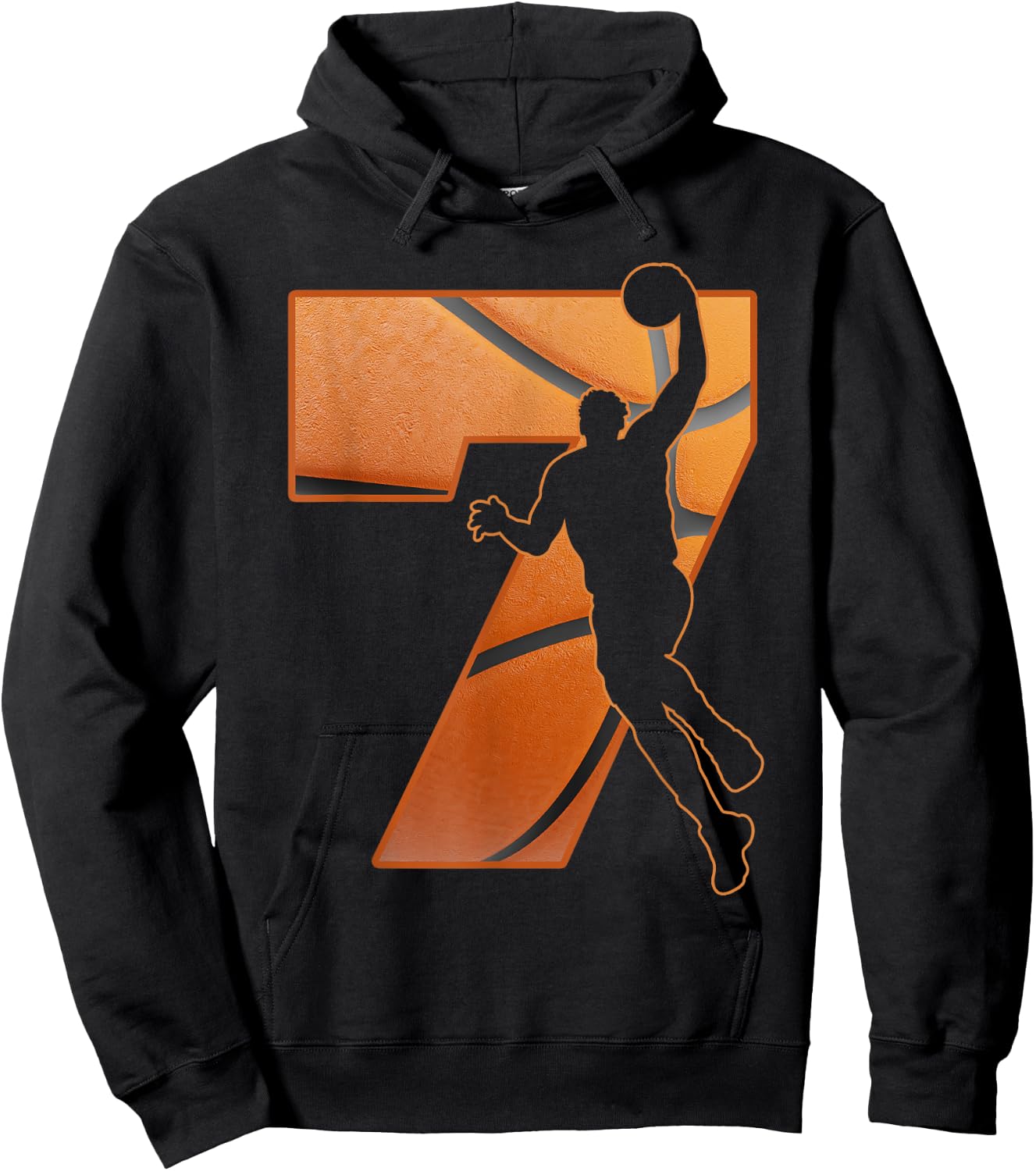 7 Year Old 7th Basketball Birthday PartyTheme Boys Girls Hoodie - Hoodie | Black
