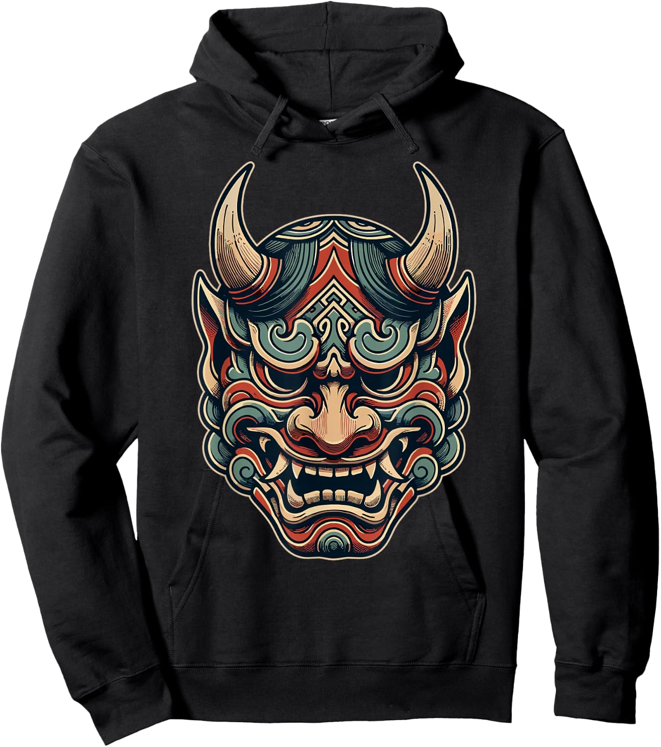 Hannya Oni Mask Devil Yokai Japanese Demon Oni Mask Hoodie - Hoodie | Black
