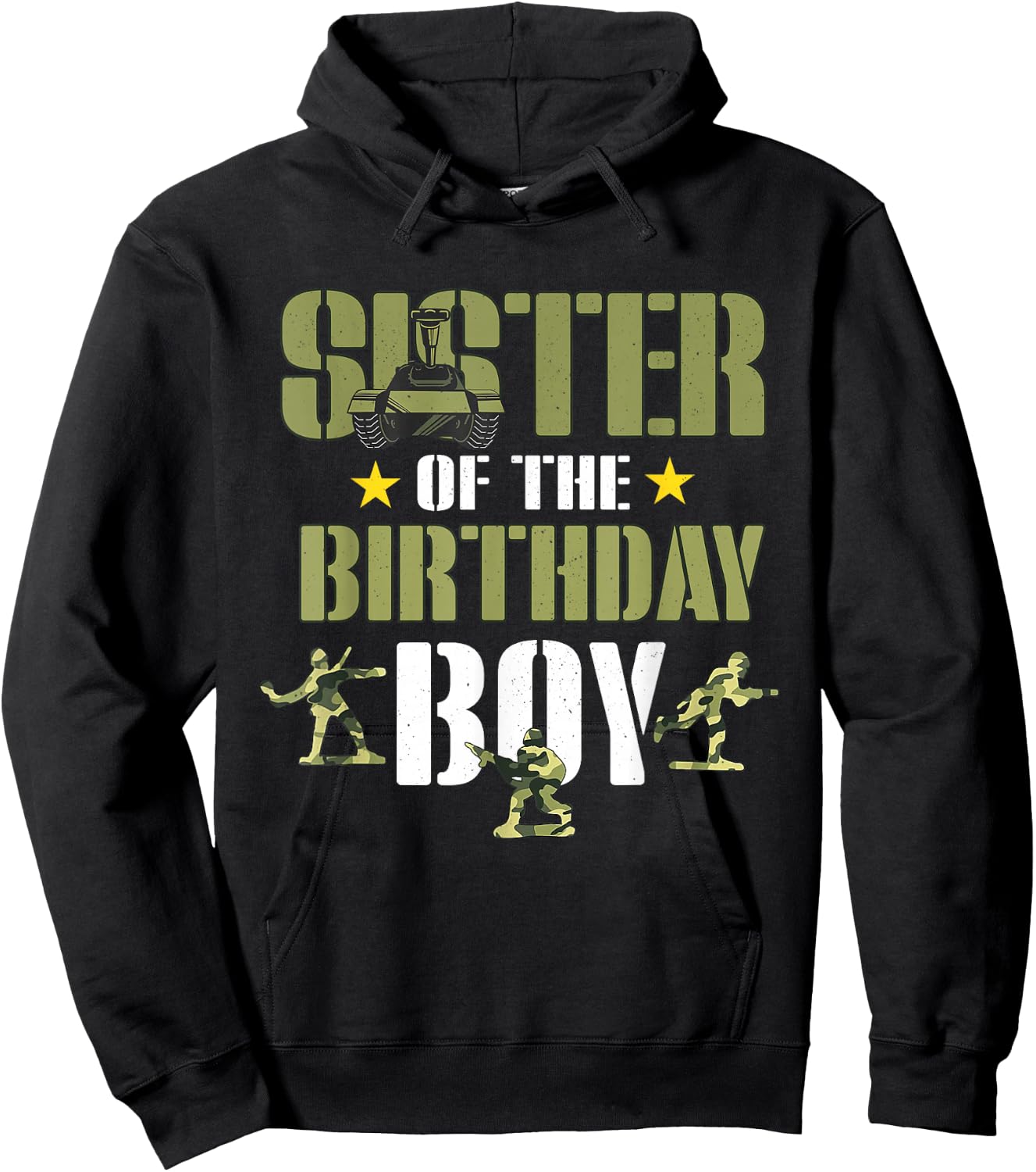 Sister of The Birthday Boy Shirt Army Camouflage Sister 1st Hoodie - Hoodie | Black