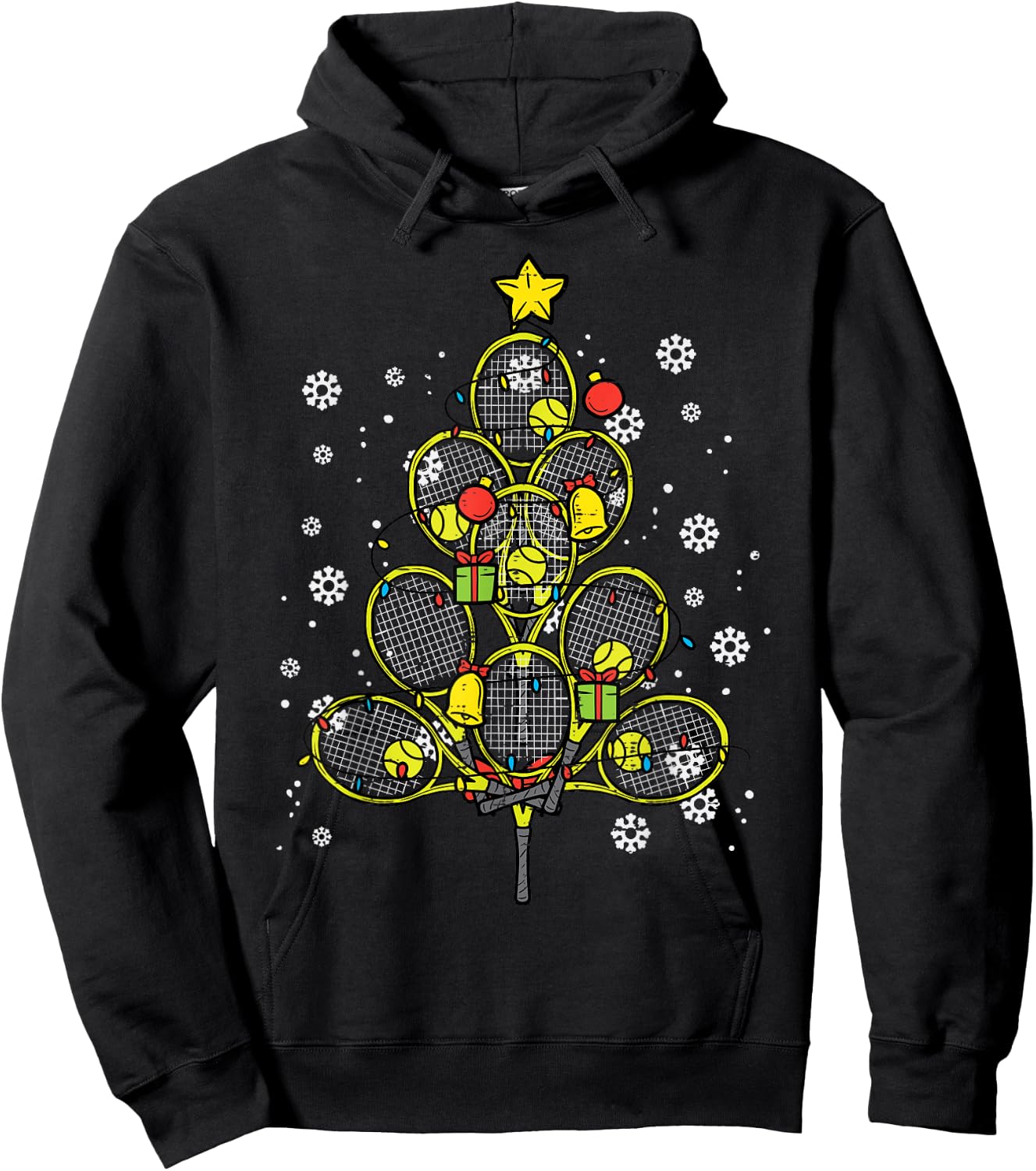 Tennis Christmas Tree Xmas Player Boys Girls Men Women Kids Hoodie - Hoodie | Black