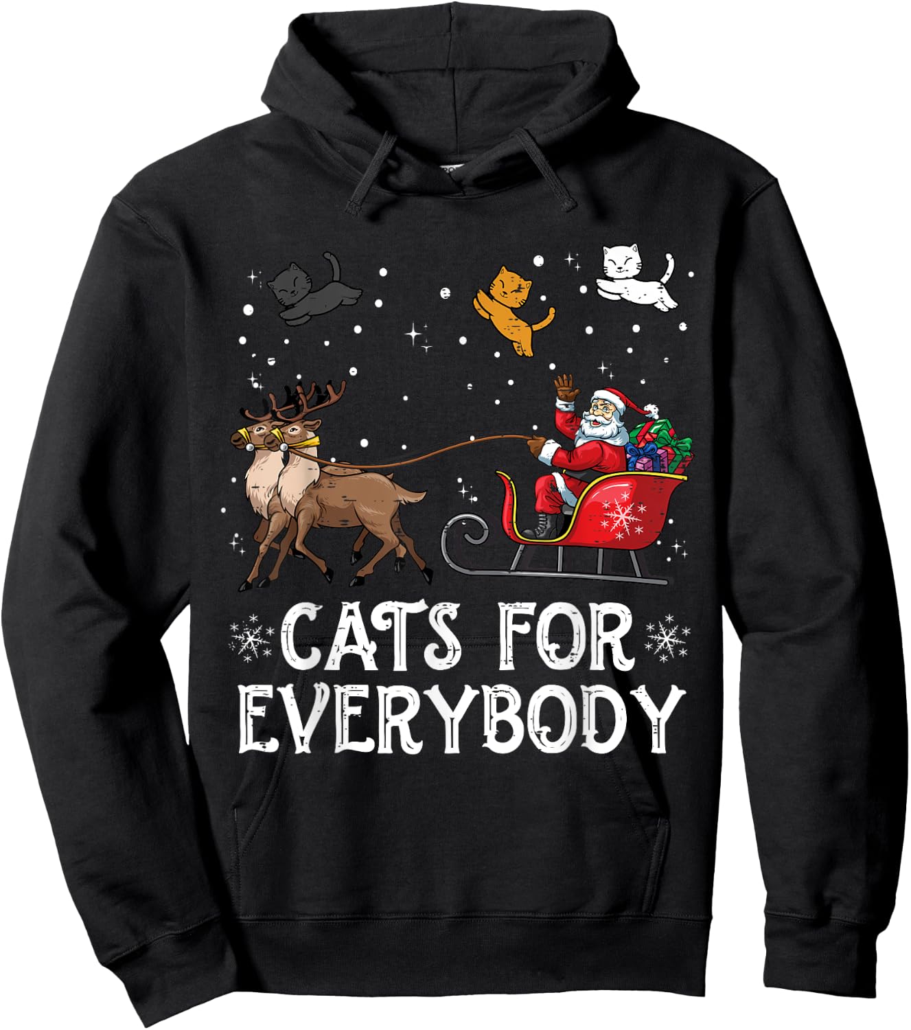 Cats For Everybody Christmas Cat Funny Xmas Women Santa Hoodie - Hoodie | Black