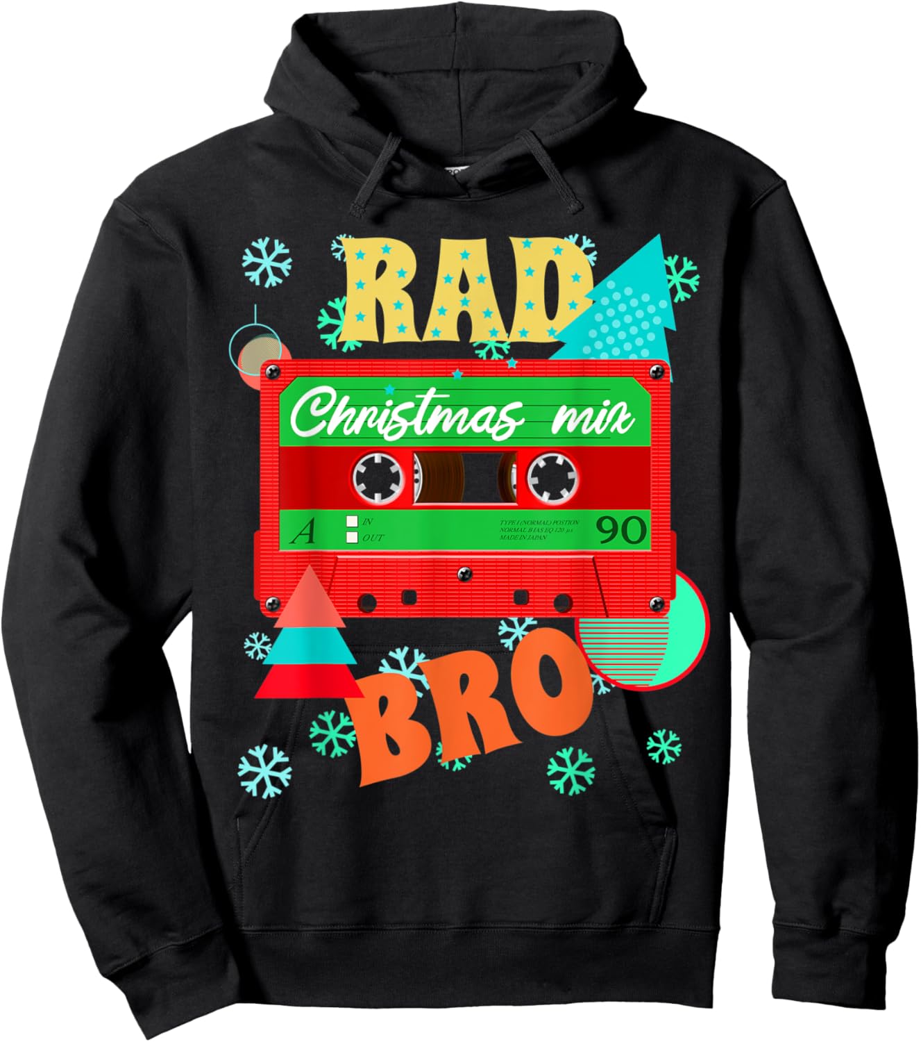 Rad Christmas Mixtape Shirt Retro 80s Costume Cassette Tape Hoodie - Hoodie | Black