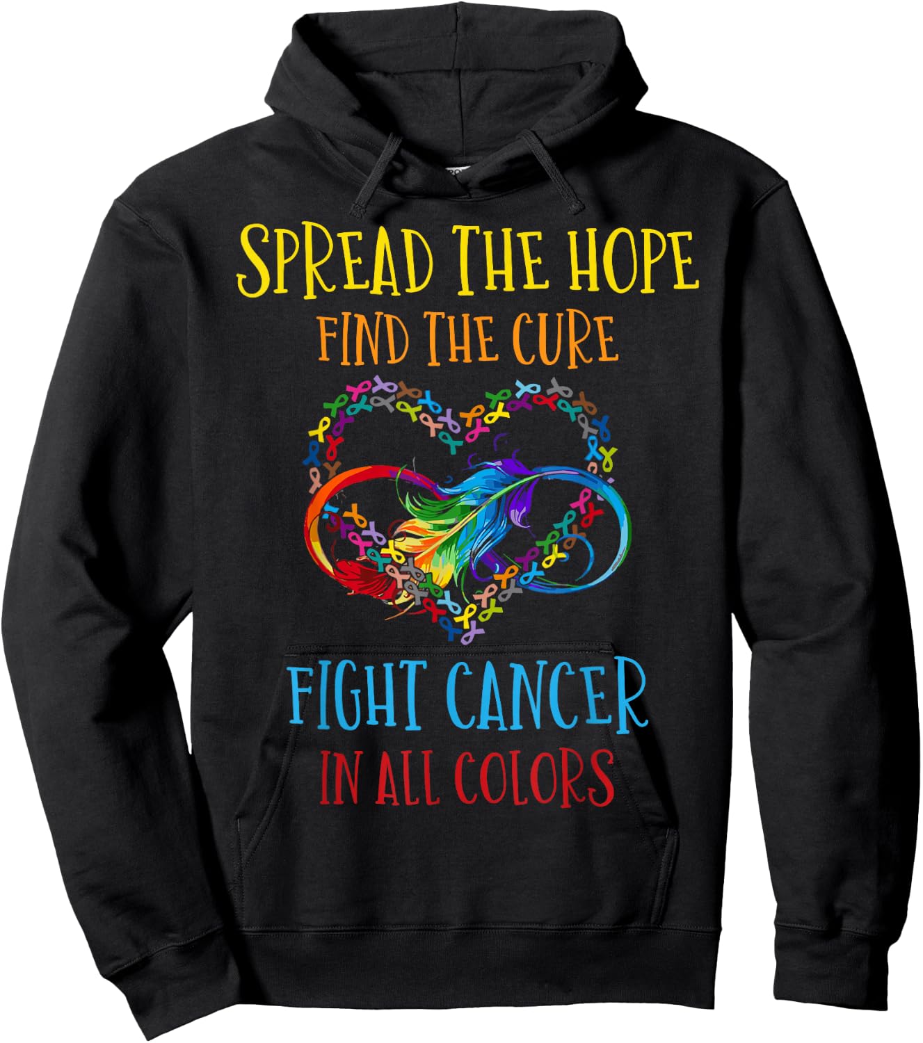 Fight Cancer In All And Every Color - Ribbons Flower Heart Hoodie - Hoodie | Black