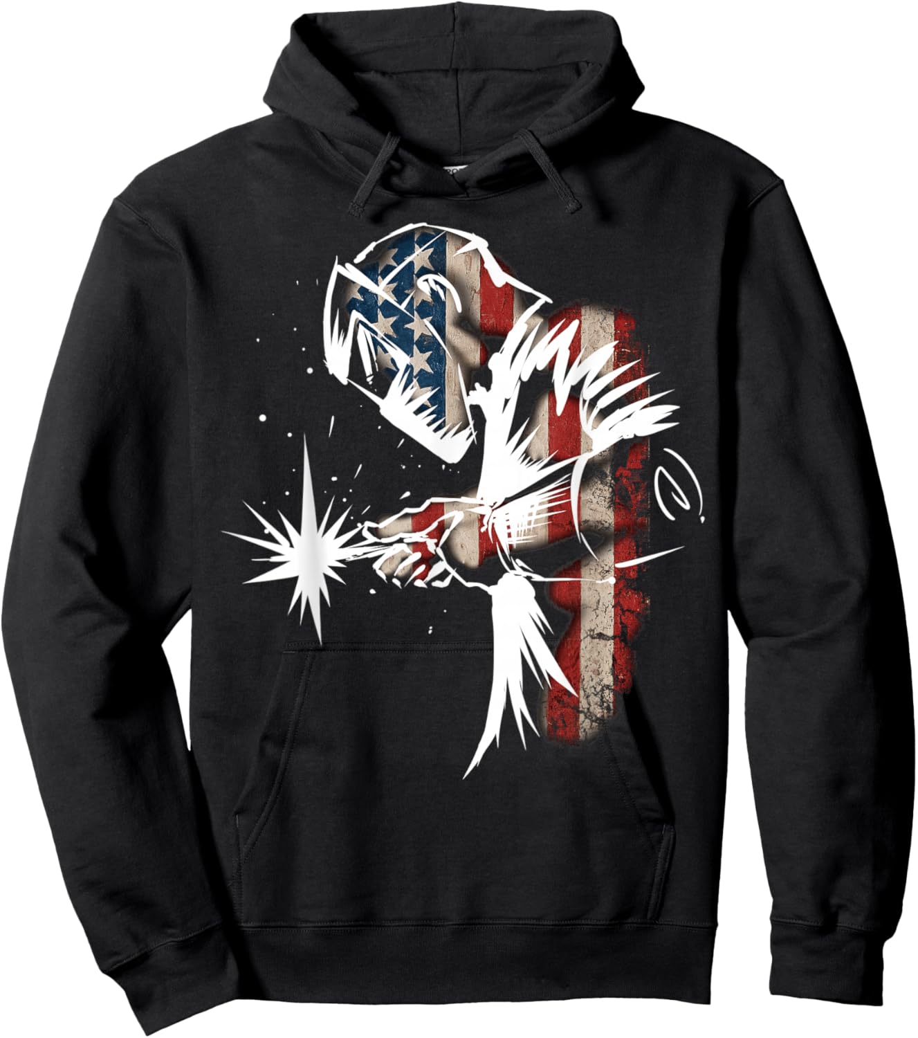 Welder American Flag USA Patriotic Welder Hoodie - Hoodie | Black